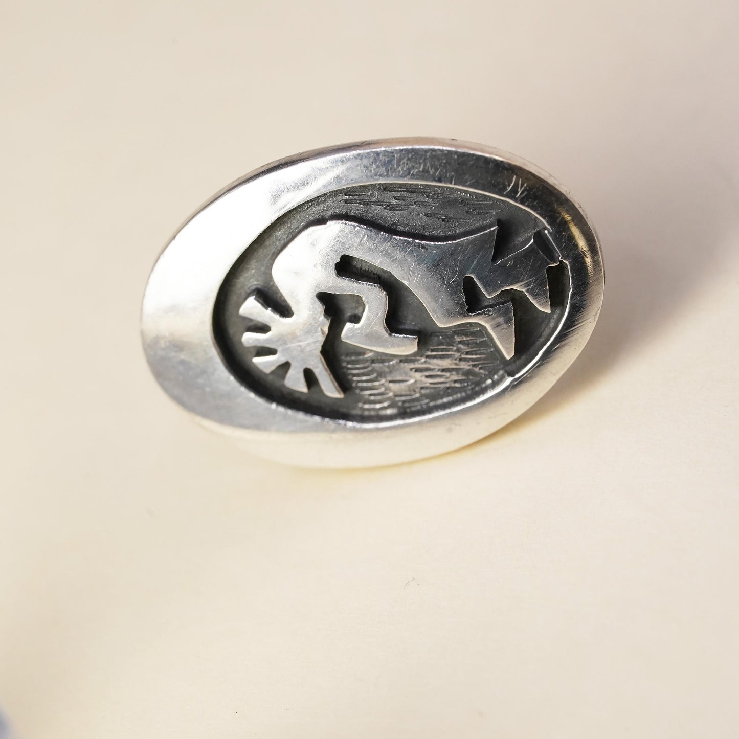 Vintage Native American single earring. Sterling 925 silver kokopelli stud