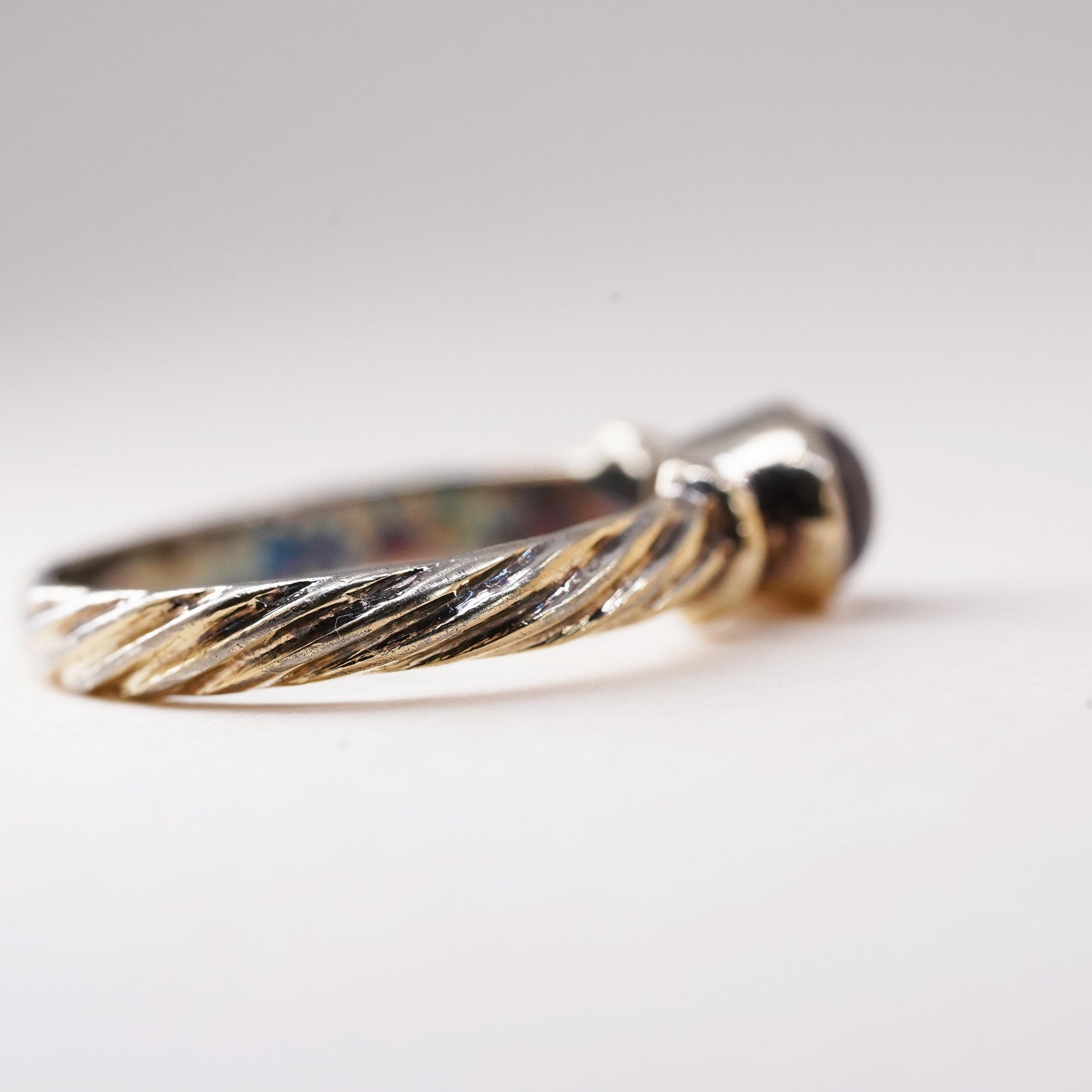 Size 7, vintage gold plated Sterling silver ring, 925 stackble band amethyst