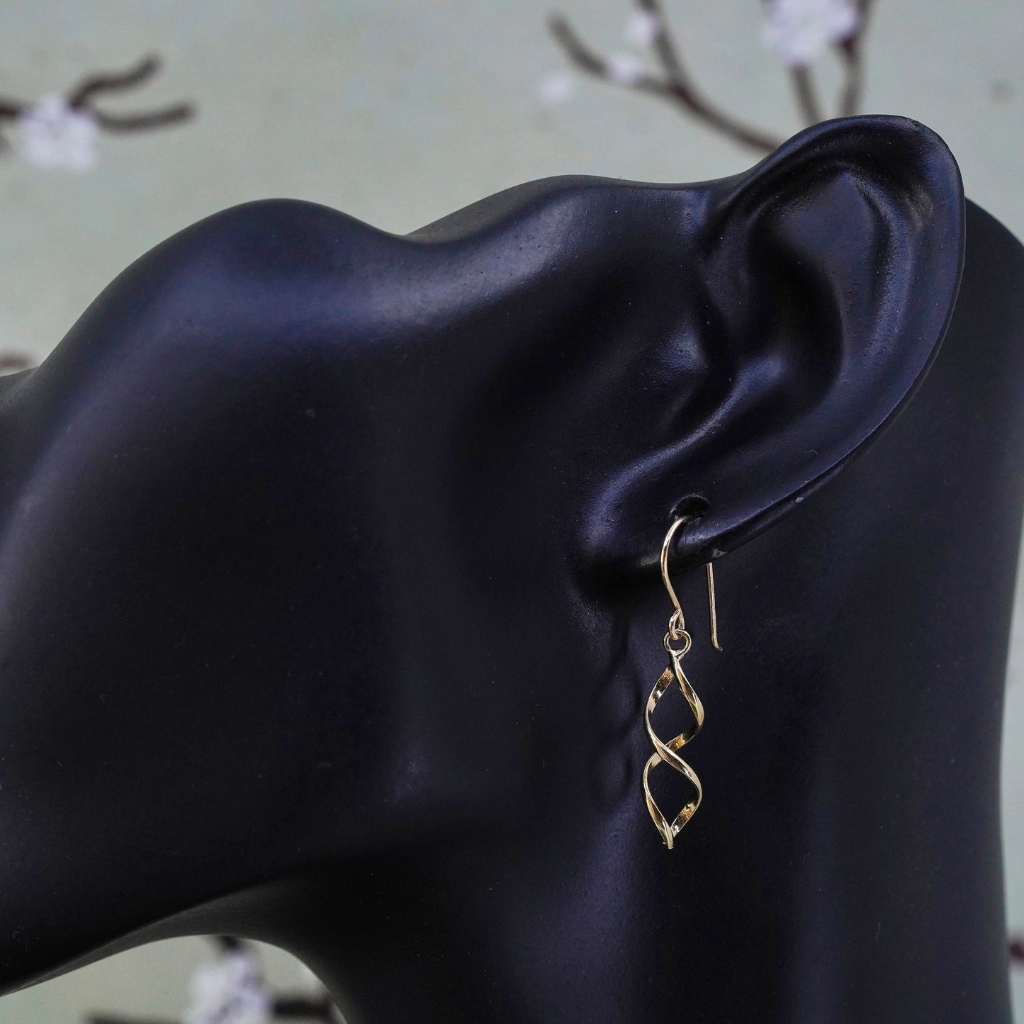 vermeil gold over sterling silver handmade earrings, 925 twisted spiral dangles