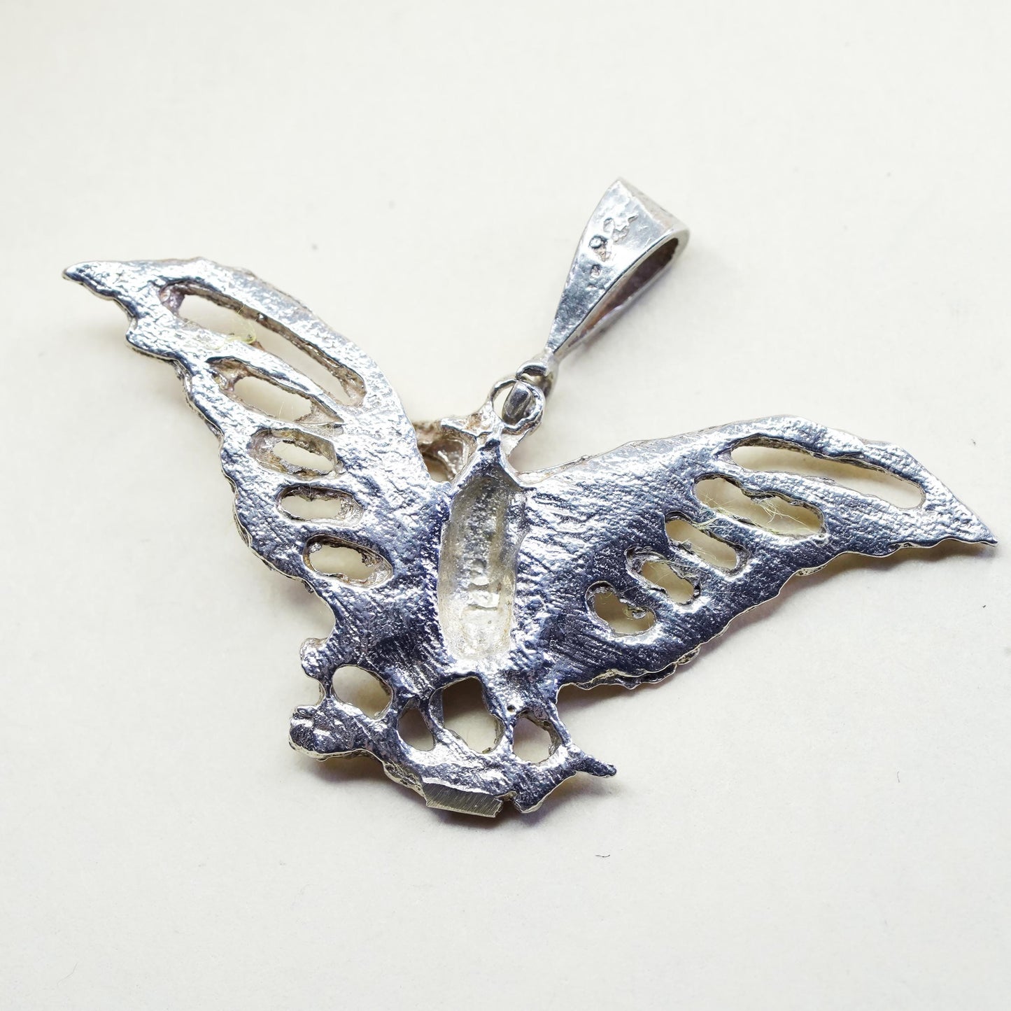 Vintage Sterling 925 silver handmade textured eagle pendant