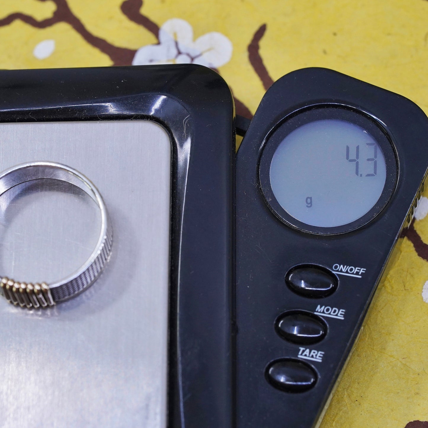 Size 10.5, vintage Sterling silver ring with 14K gold wired, two tone 925 band