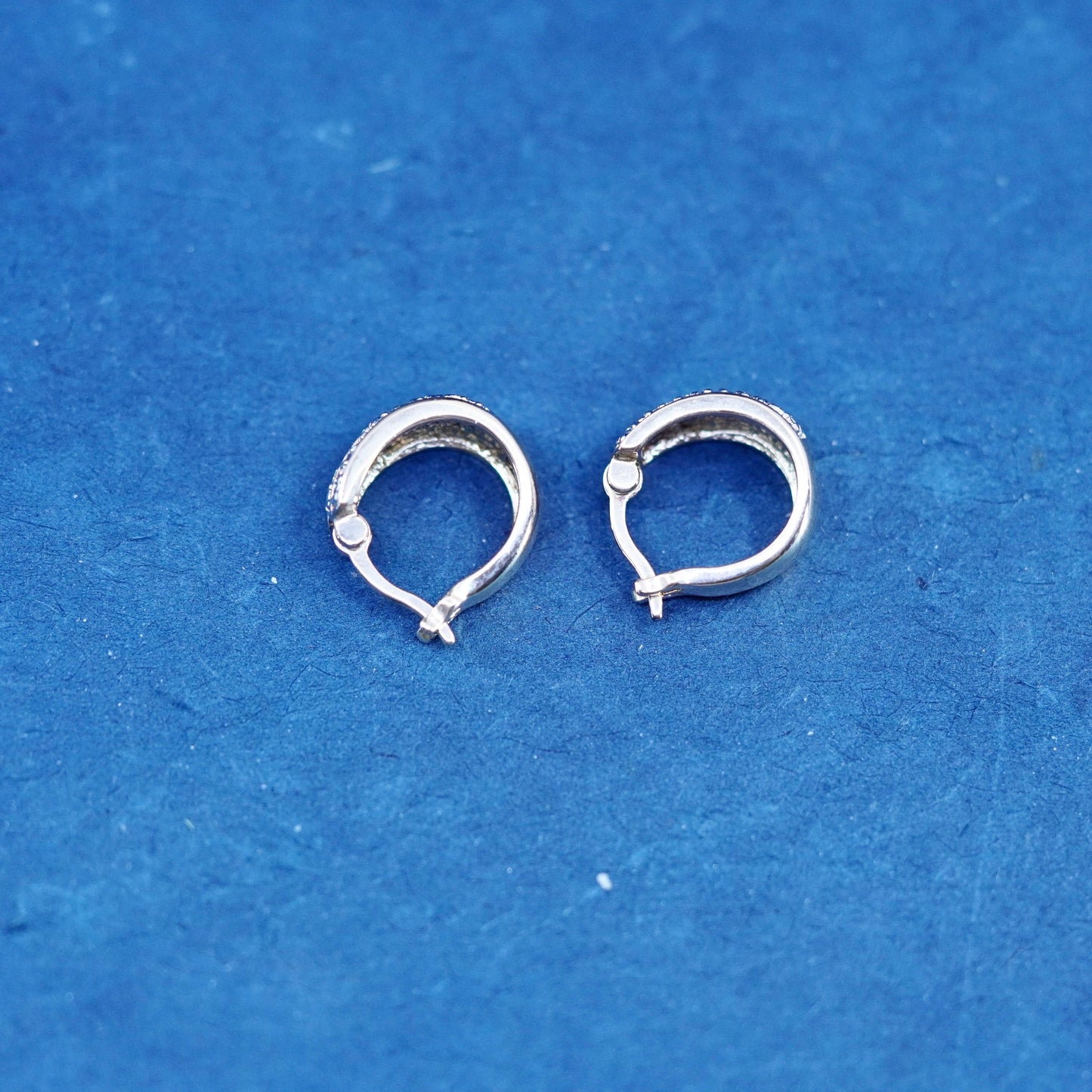 vermeil gold over Sterling silver earrings, 925 hooks, huggie with diamond