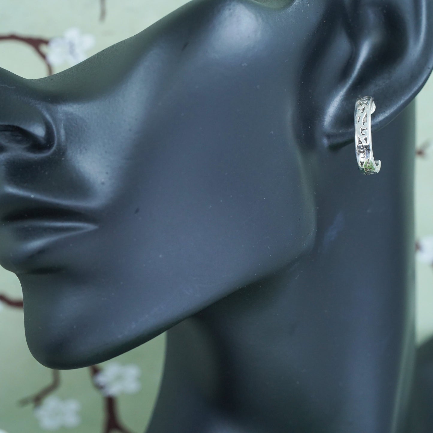 0.75", sterling silver wide hoops, lightweight 925 silver huggie earrings