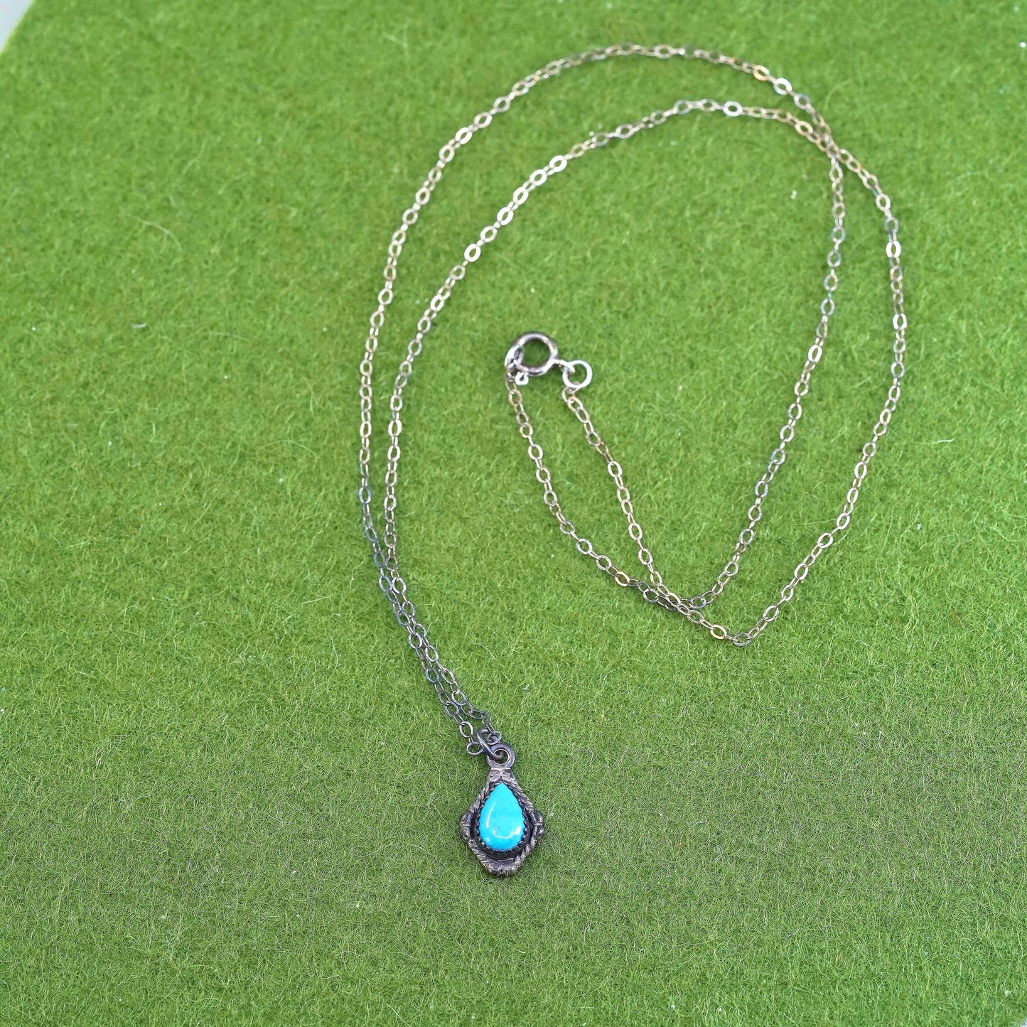 18", Native American Wheeler WM Sterling silver necklace, 925 turquoise pendant