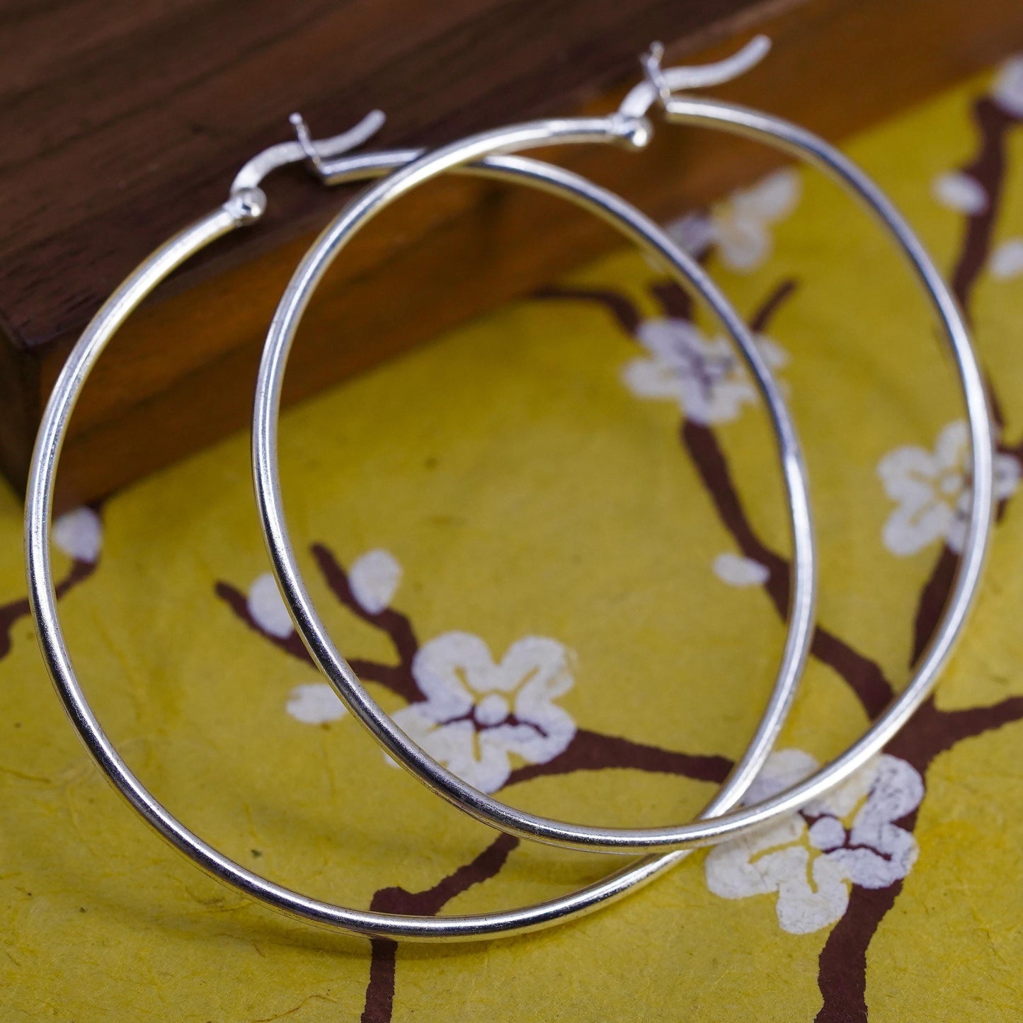 2.25”, FLAW! Sterling silver handmade earrings, huge bold 925 hoops