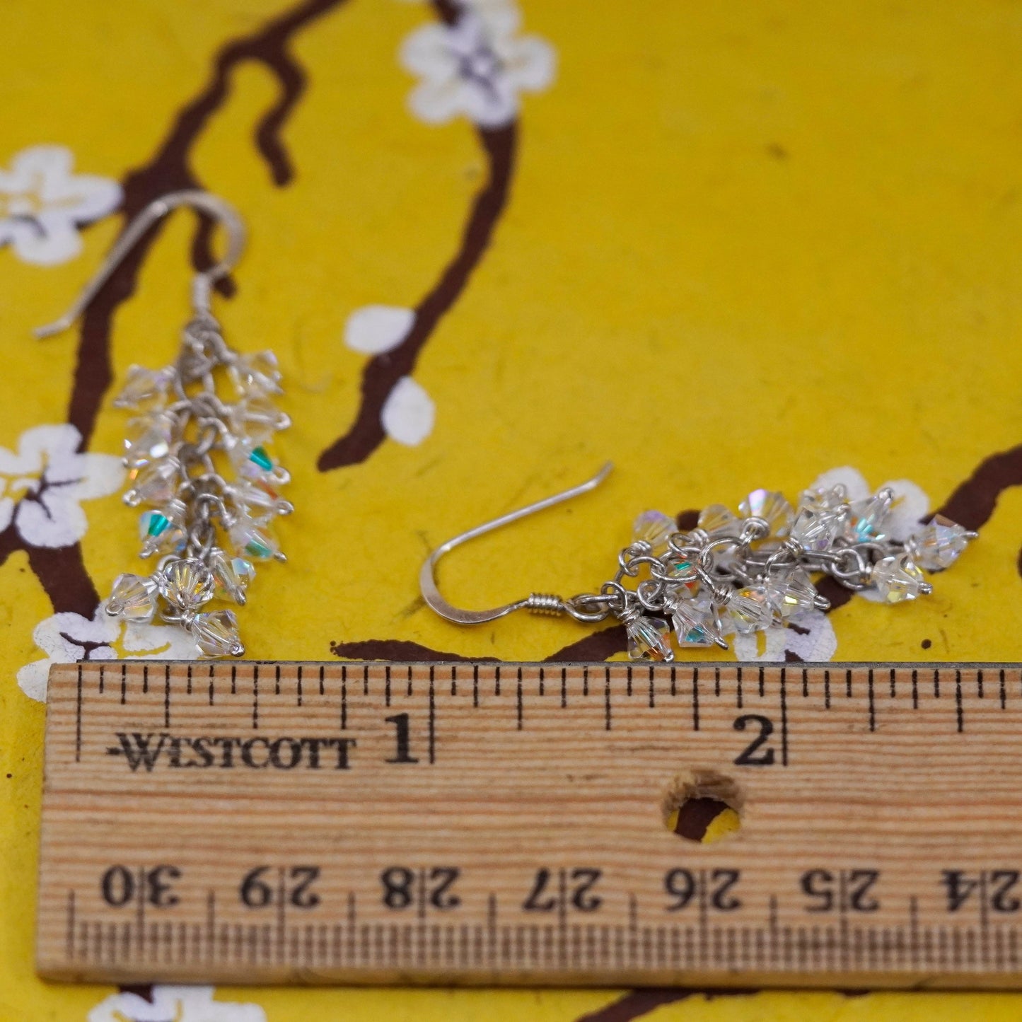 vintage Sterling 925 silver earrings with cluster cz