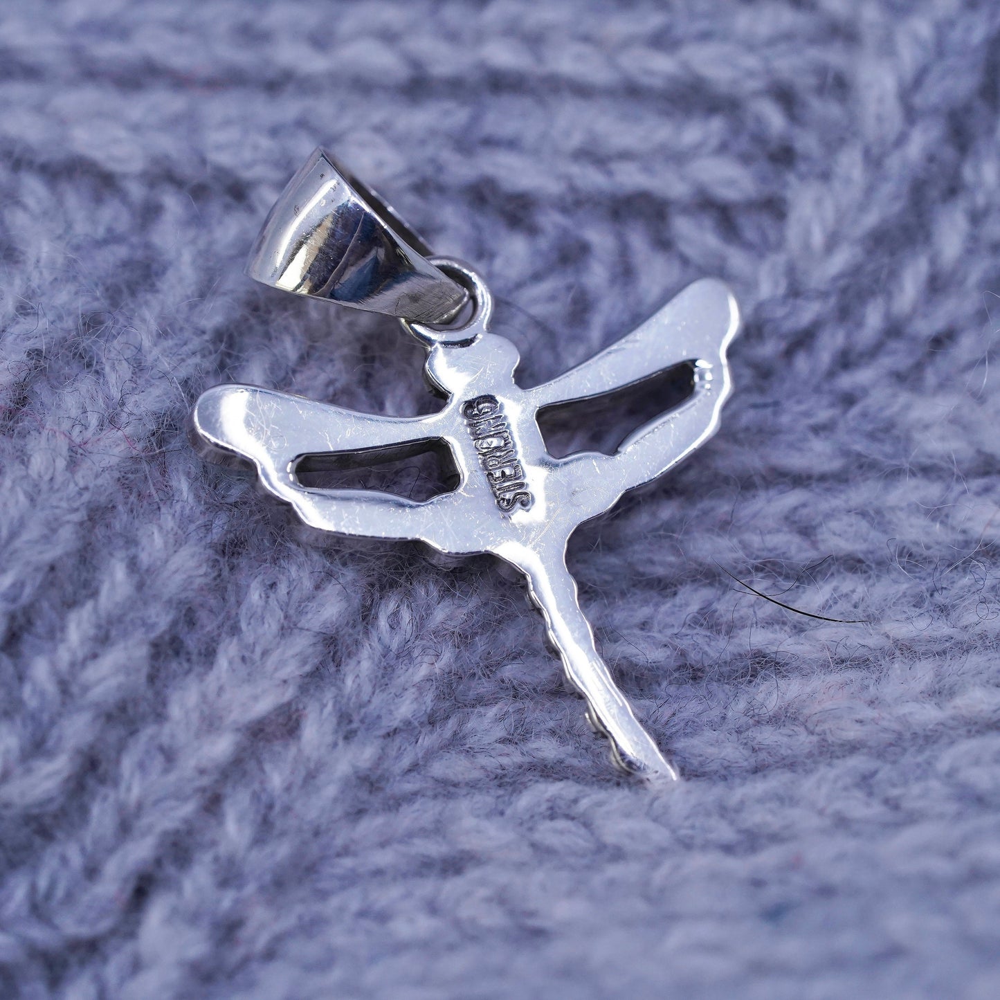 Native American Navajo Sterling silver pendant, 925 dragonfly turquoise coral