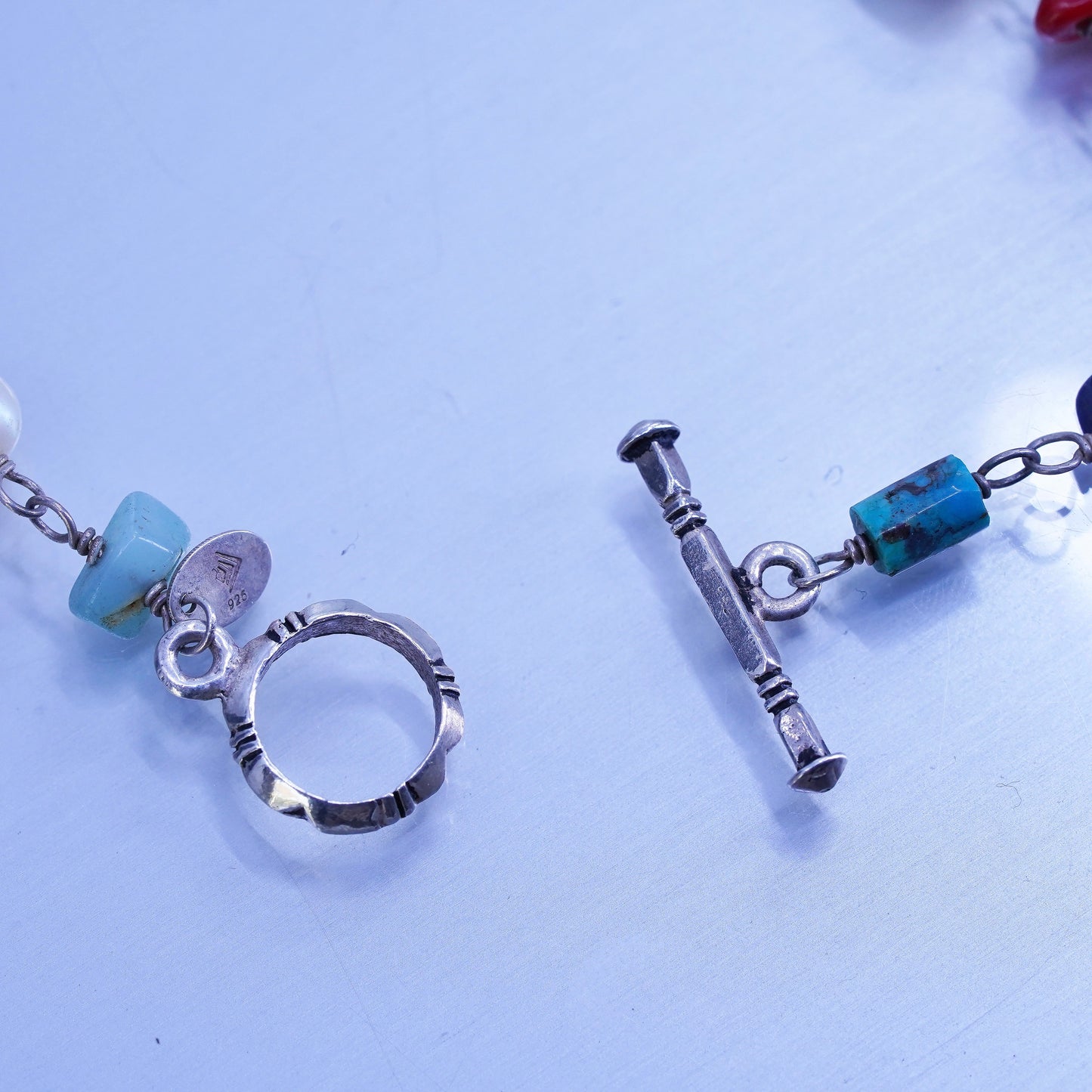 16”, Silpada Multi 925 Silver Necklace Retired Pearl Coral Turquoise Amethyst