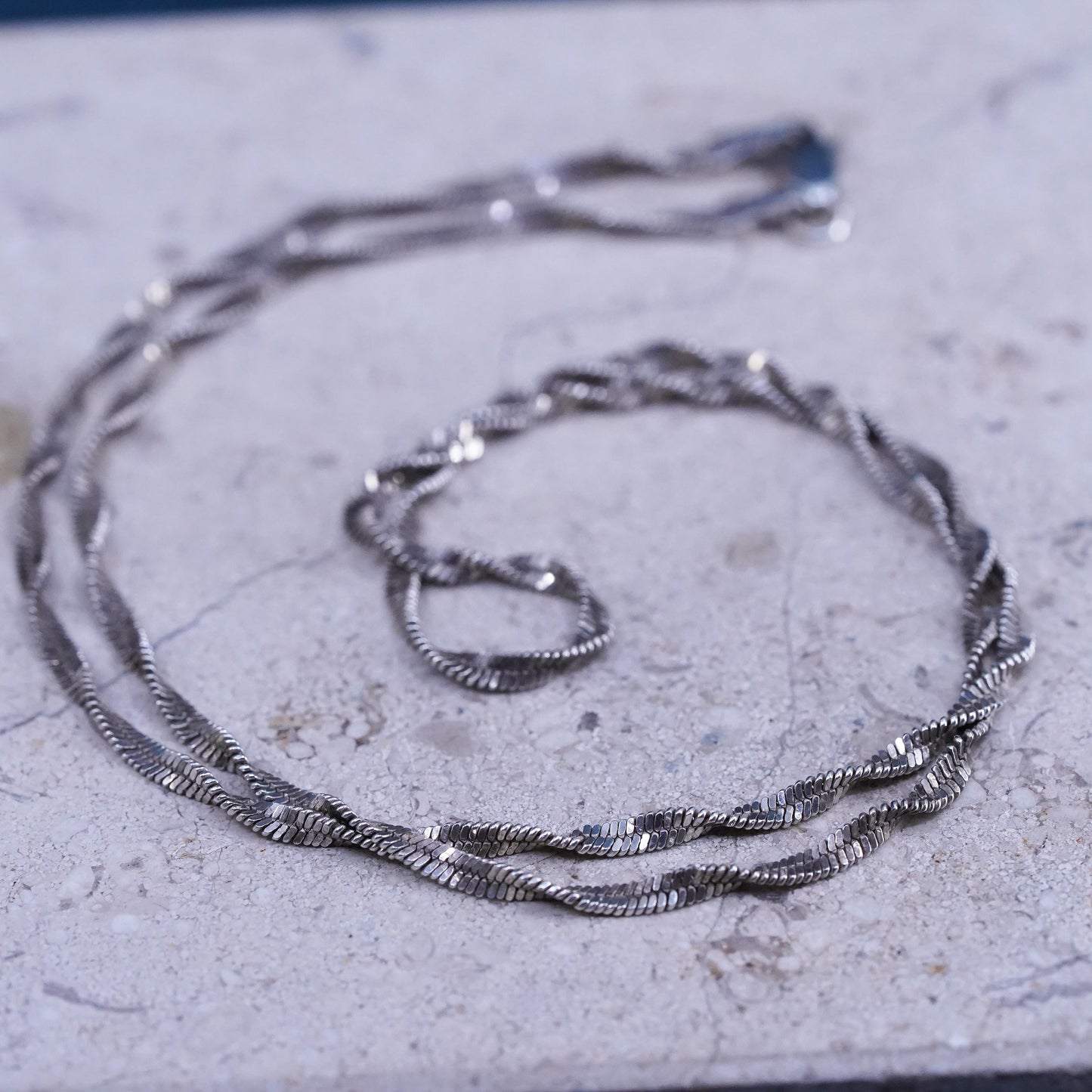 18", 2mm, Sterling silver handmade necklace, 925 twisted herringbone chain