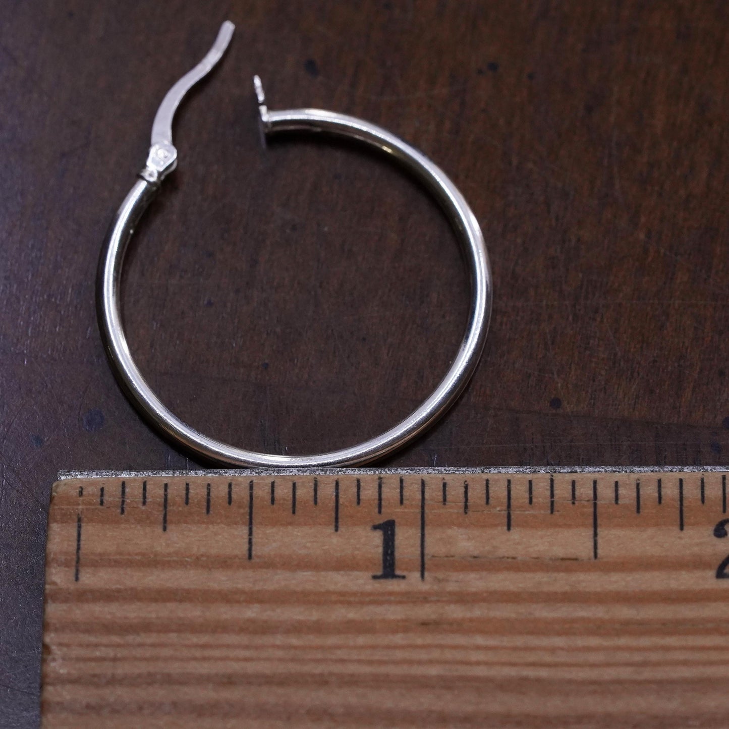 1", Vintage sterling silver loop single earring, minimalist primitive hoop