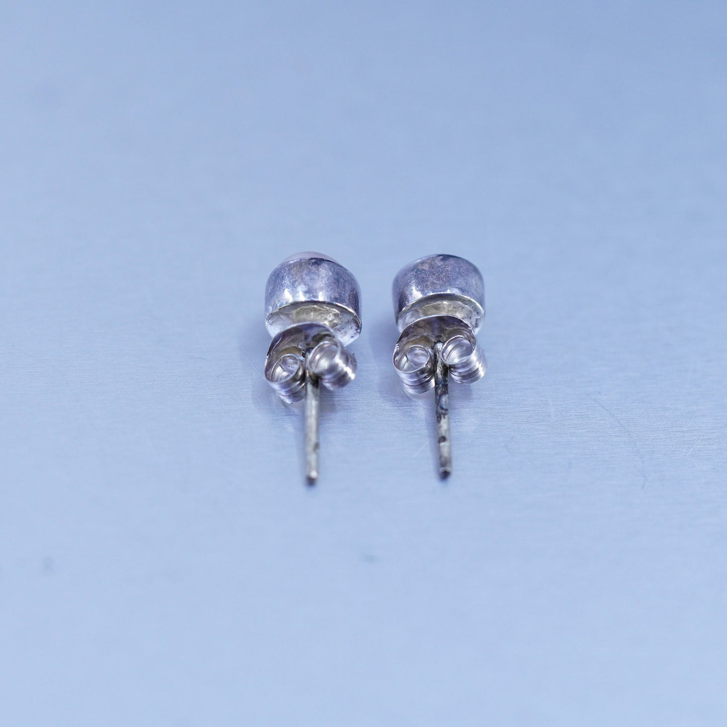 4mm, Vintage Sterling 925 silver handmade earrings, studs with pearl