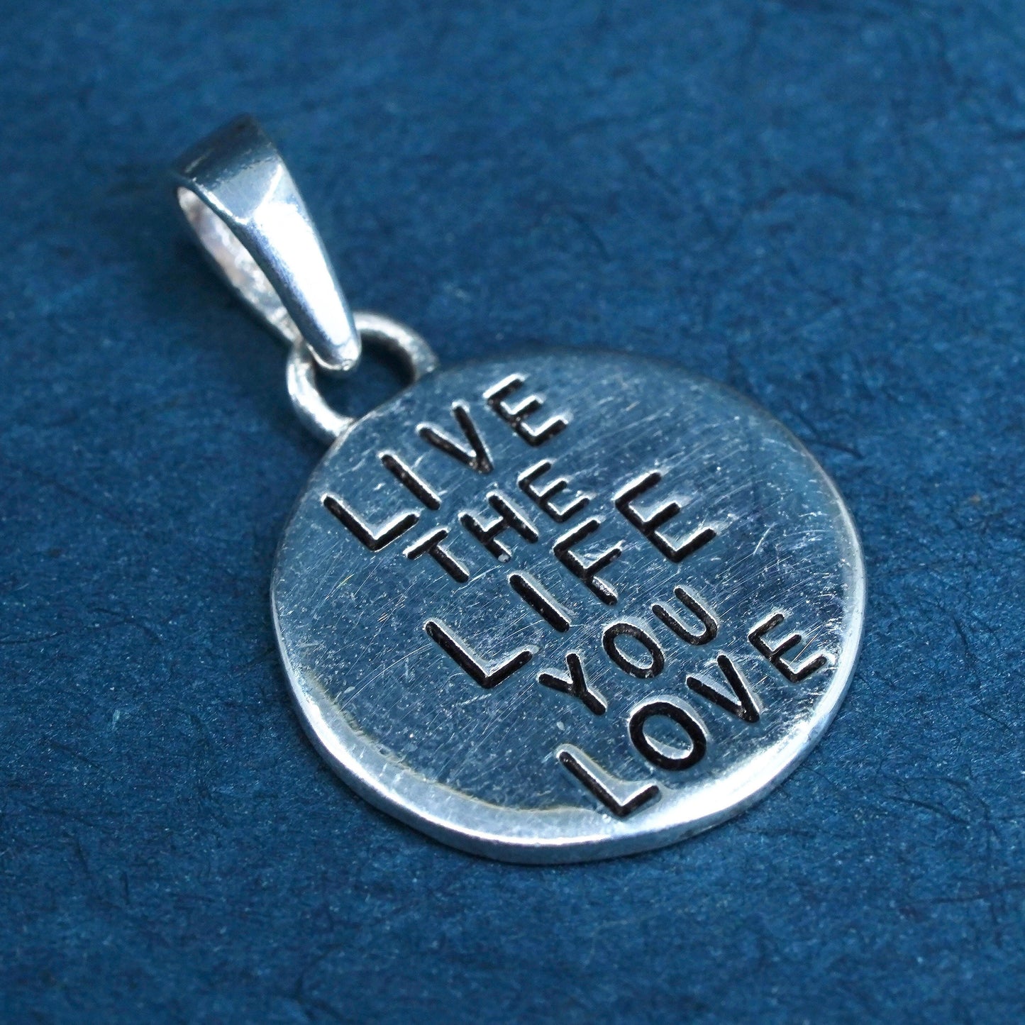 sterling silver pendant, 925 tag charm engaged "love the life we live"