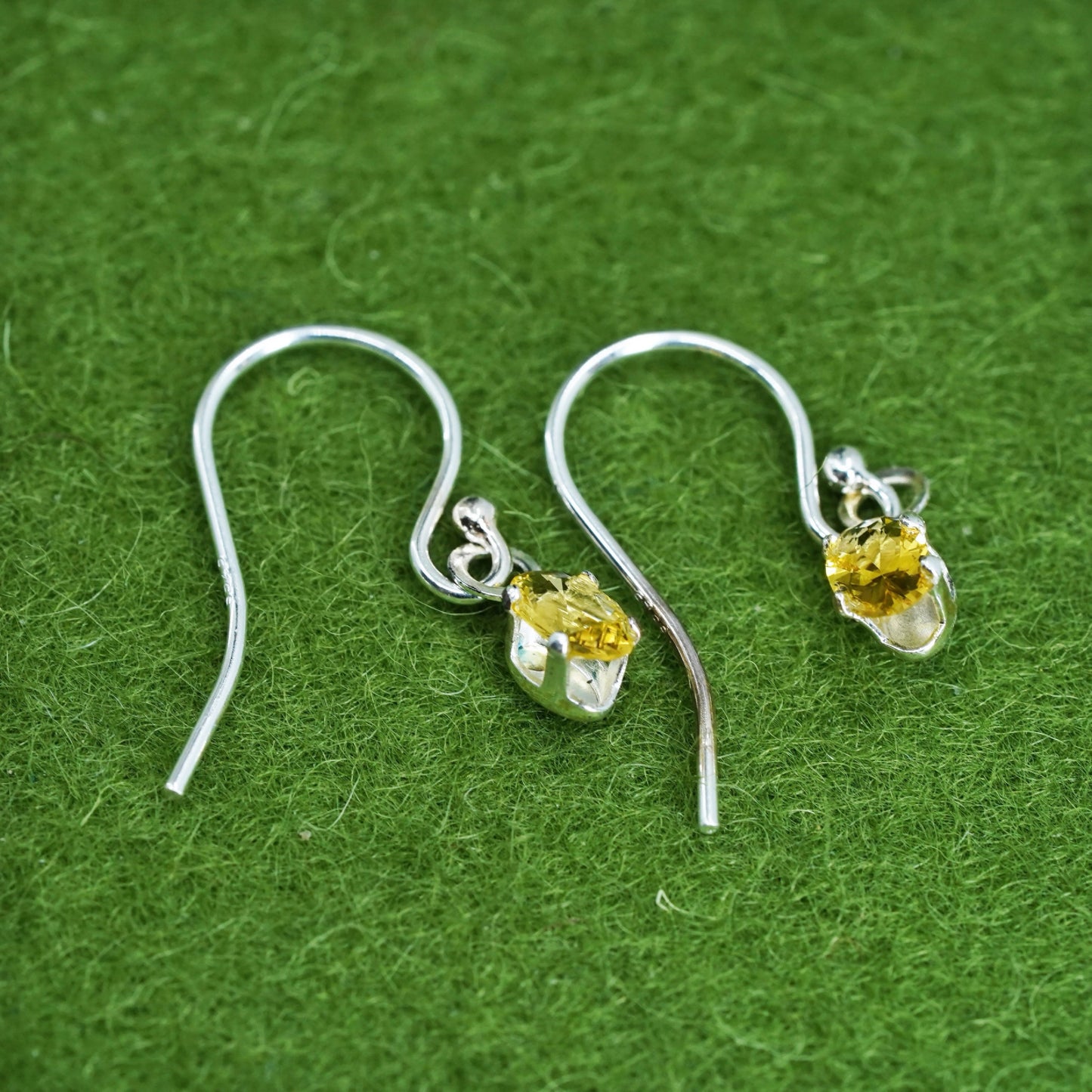 Vintage Sterling 925 silver handmade earrings with citrine