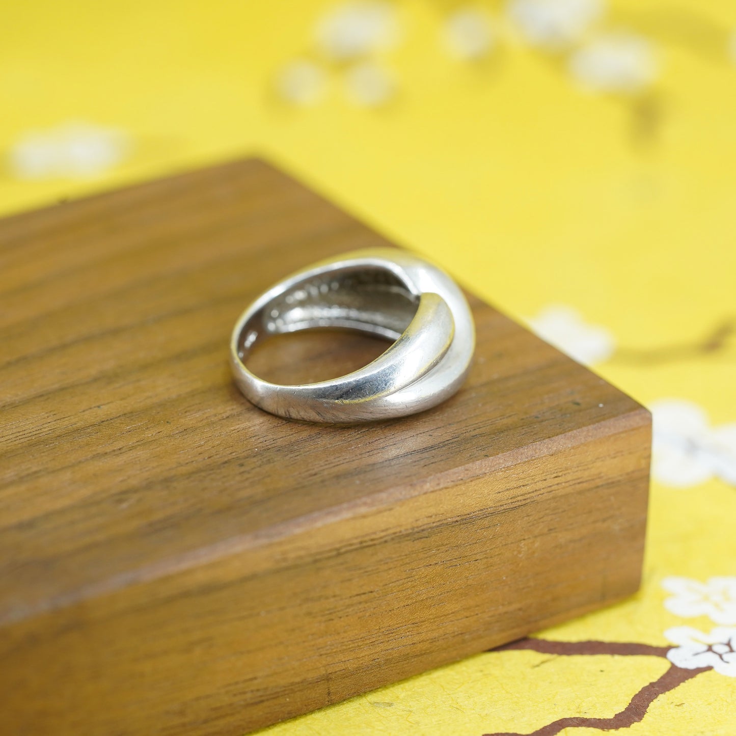 Size 8, Sterling silver handmade ring, 925 ribbed band, minimalist, modernist