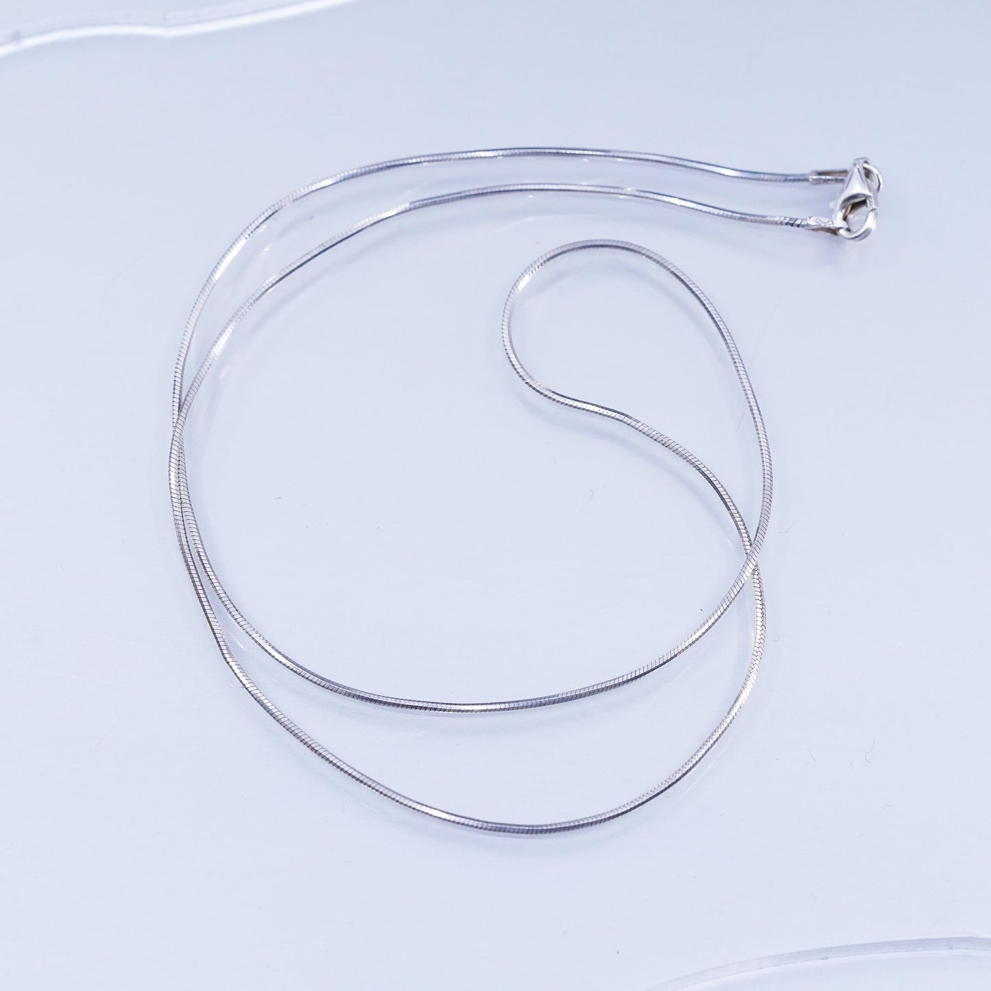 18” 1mm, vintage Italian Sterling 925 silver square snake chain necklace