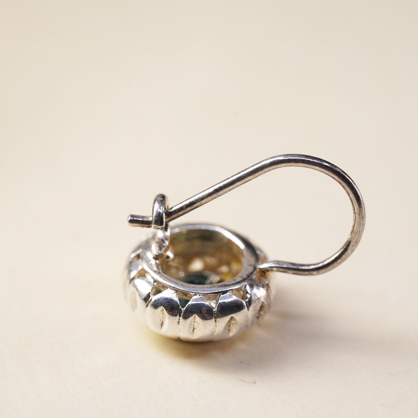 Southwestern sterling silver 925 handmade single earring with topaz lever back