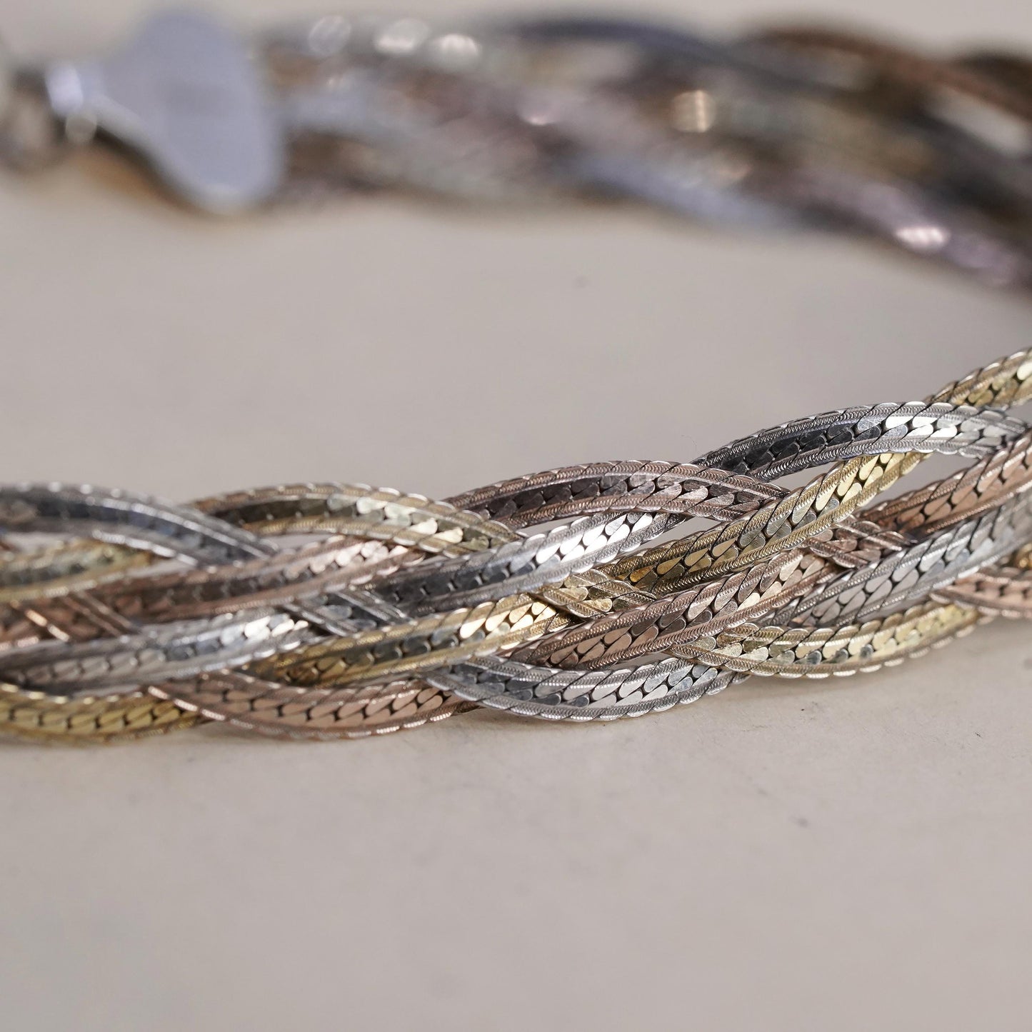 7” Dyadema Italian multi 6 strands sterling silver bracelet, 925 woven chains