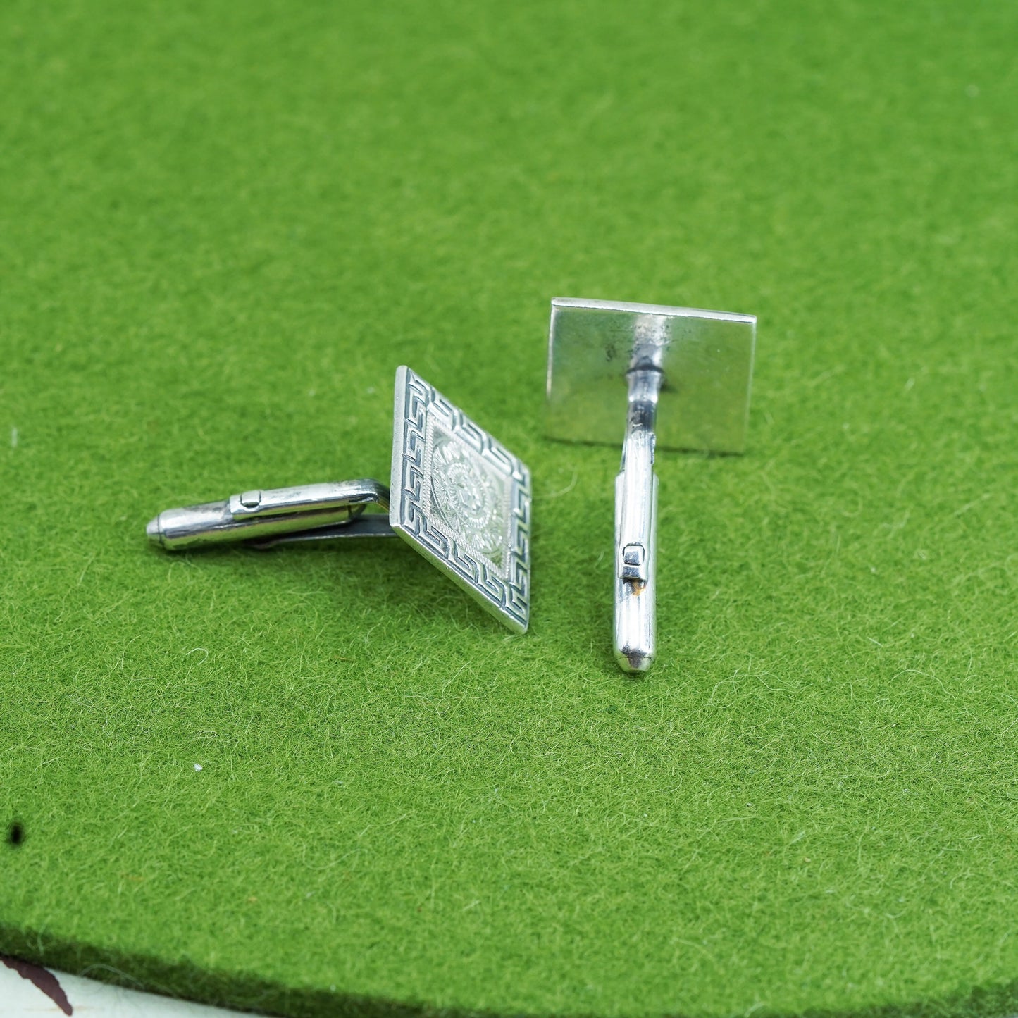 Vintage Hecho En sterling silver cuff link, 925 square cufflink