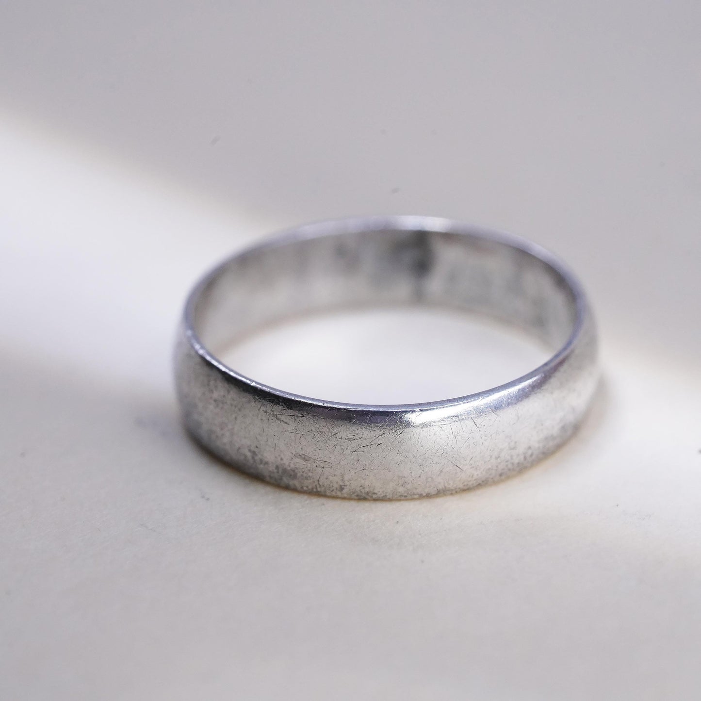 Size 5, Vintage Mexican sterling silver handmade ring, 925 band, wedding band