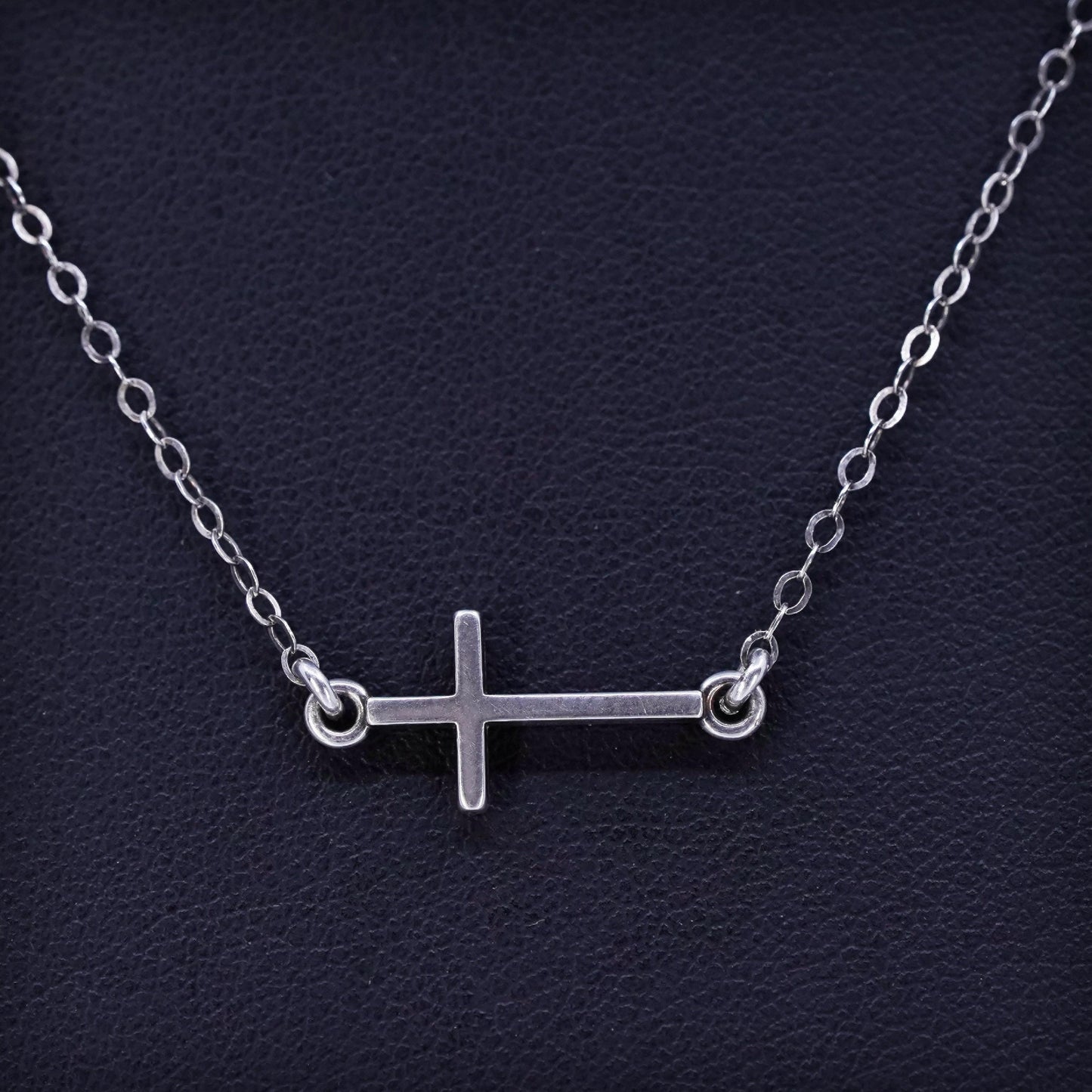 15”, vintage Sterling 925 silver handmade snake necklace with cross pendant
