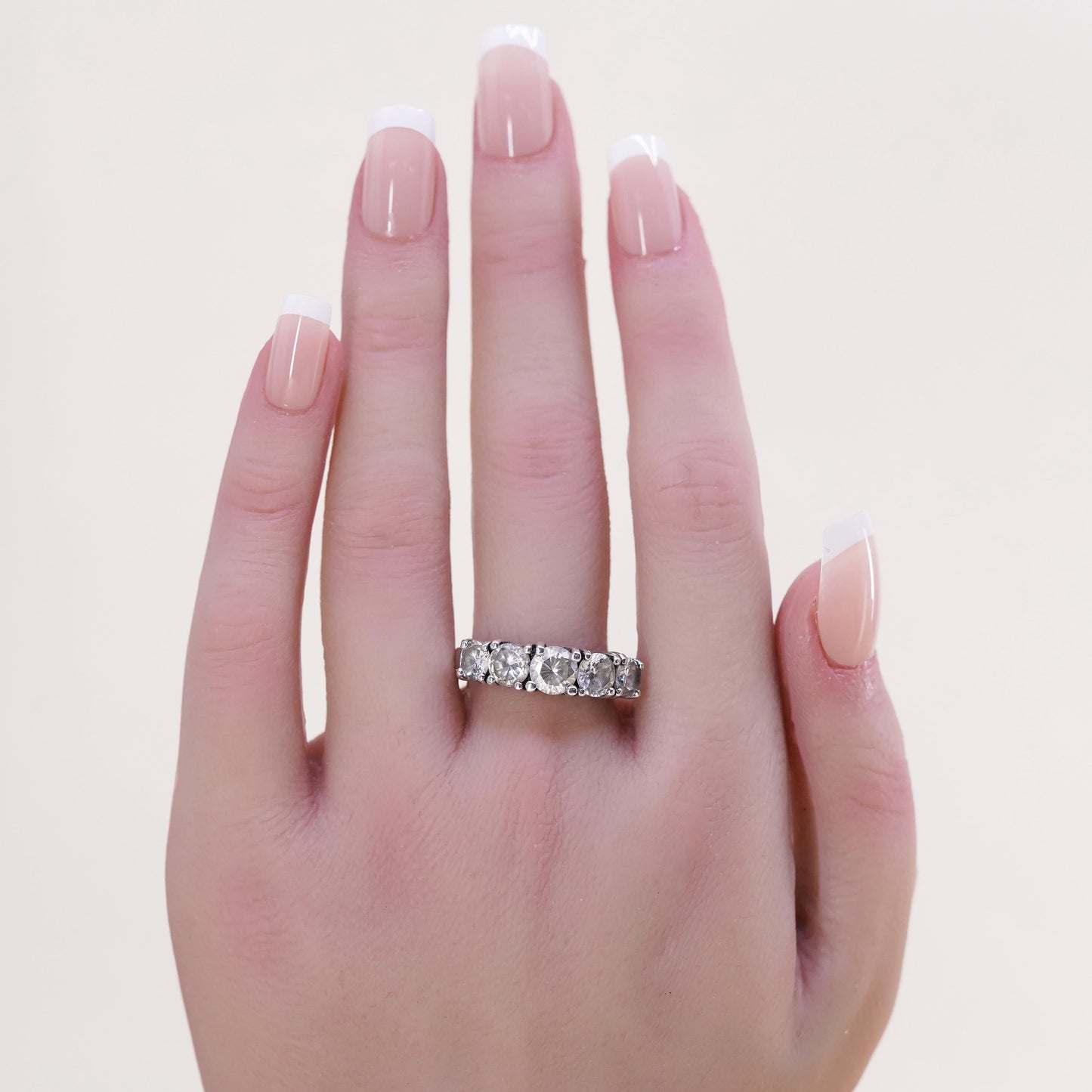 Size 8, Sterling silver ring, 925 silver with round cut crystal CZ cluster ring