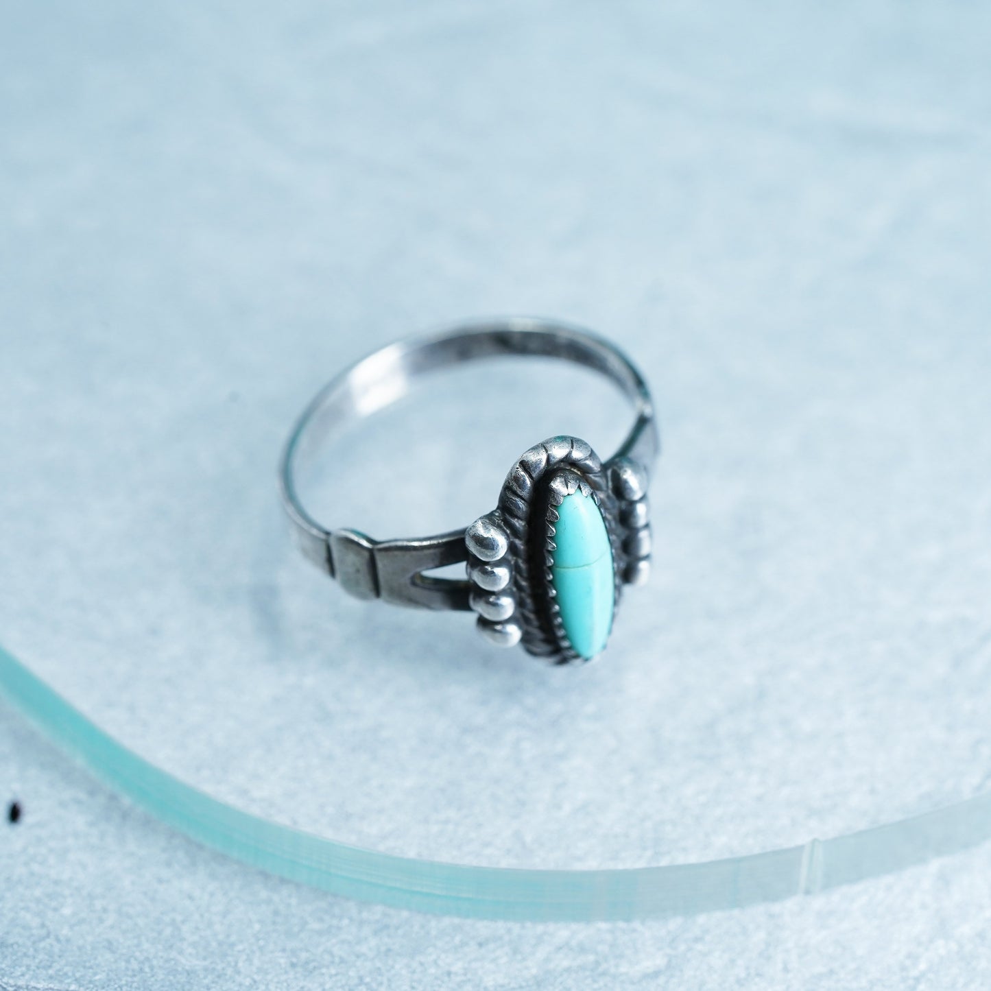 Size 6.25, Native American Bell trading post Sterling 925 silver ring turquoise