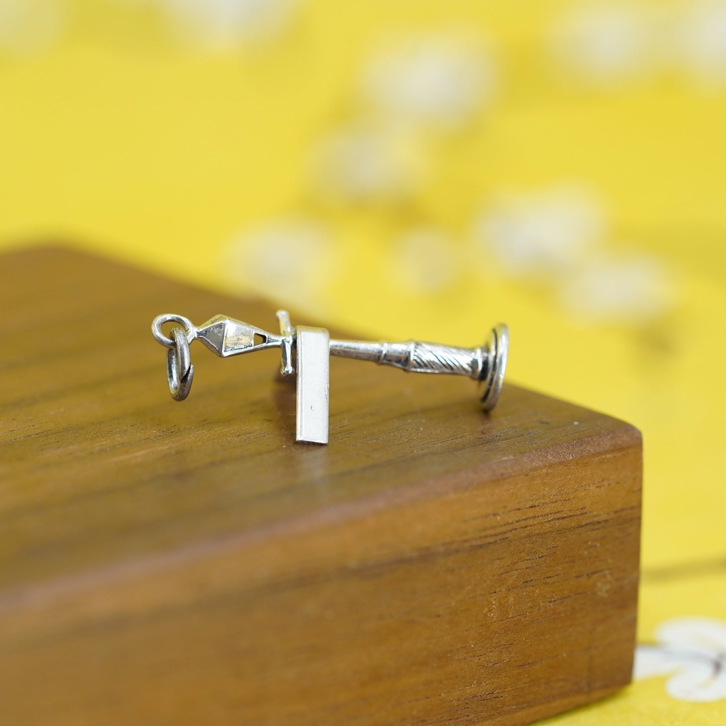 Vintage Sterling silver handmade pendant, 925 road sign charm