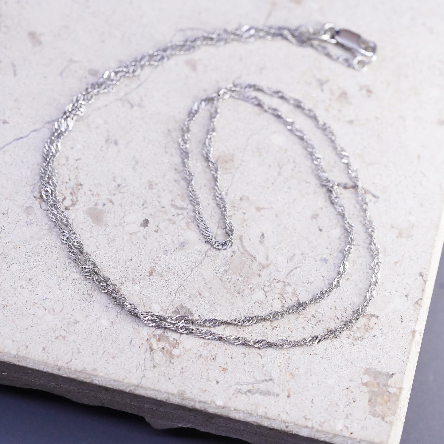 18" 1mm, vintage BGE Sterling silver twisted curb chain, 925 necklace