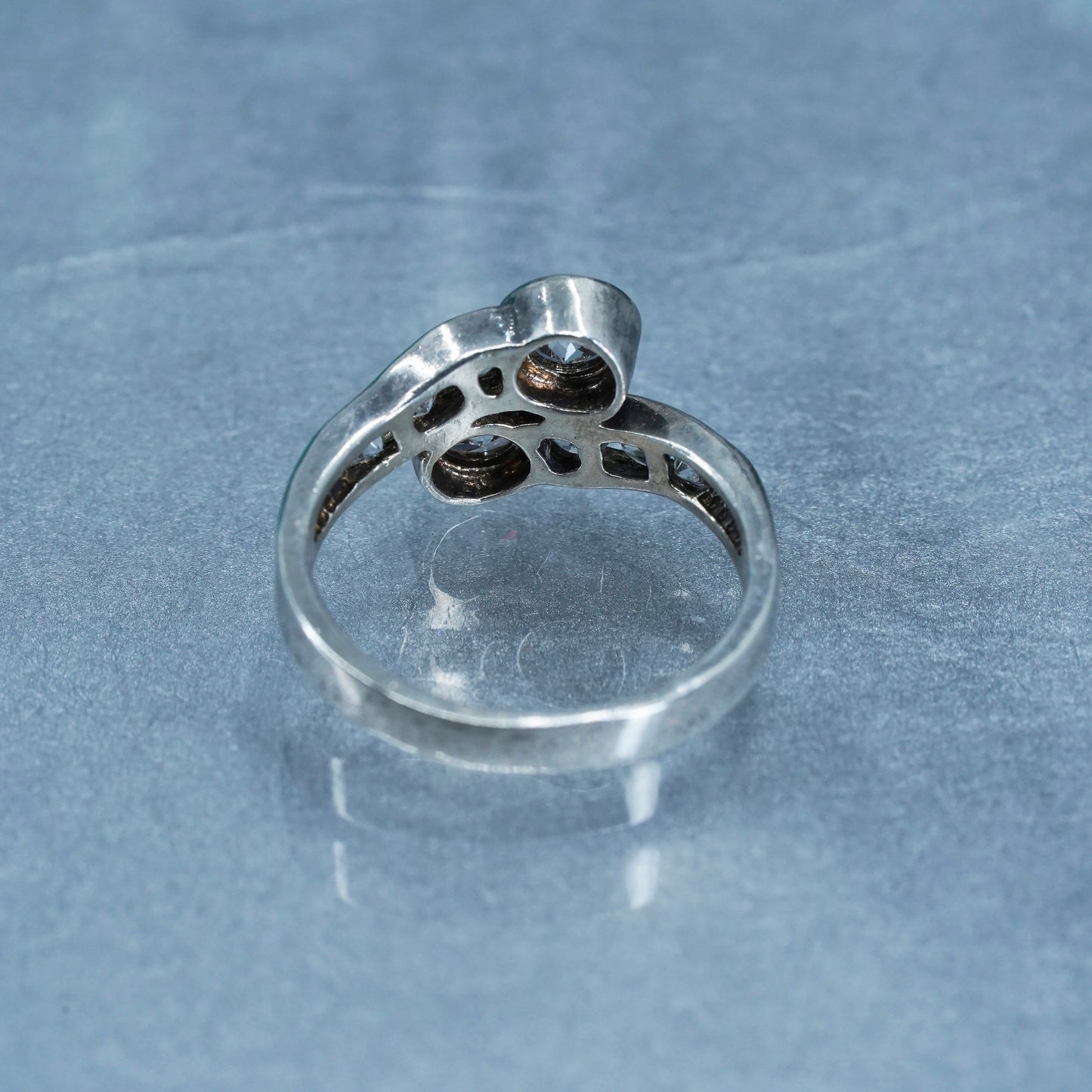 Size 9, vintage Sterling 925 silver handmade engagement ring with Cz