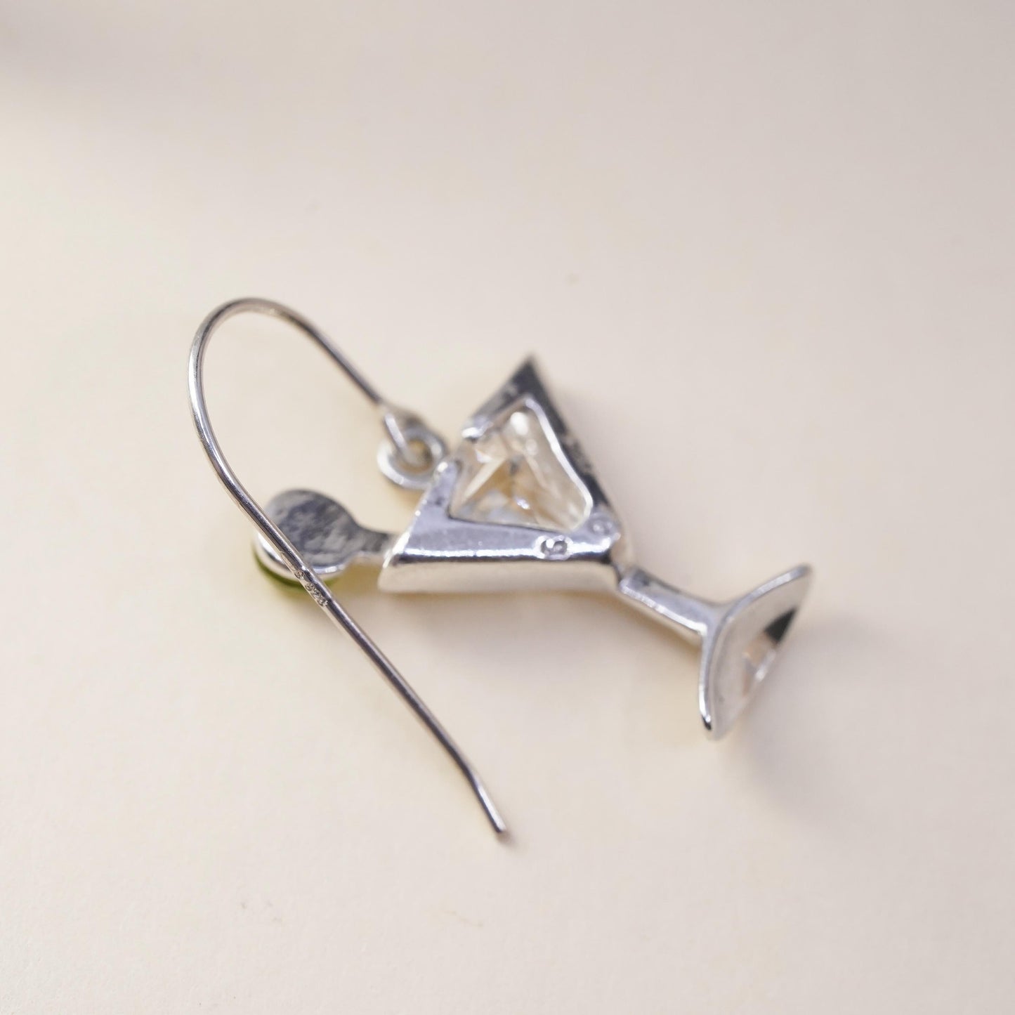 Vintage Shube sterling silver single earring, 925 cocktail single charm with CZ