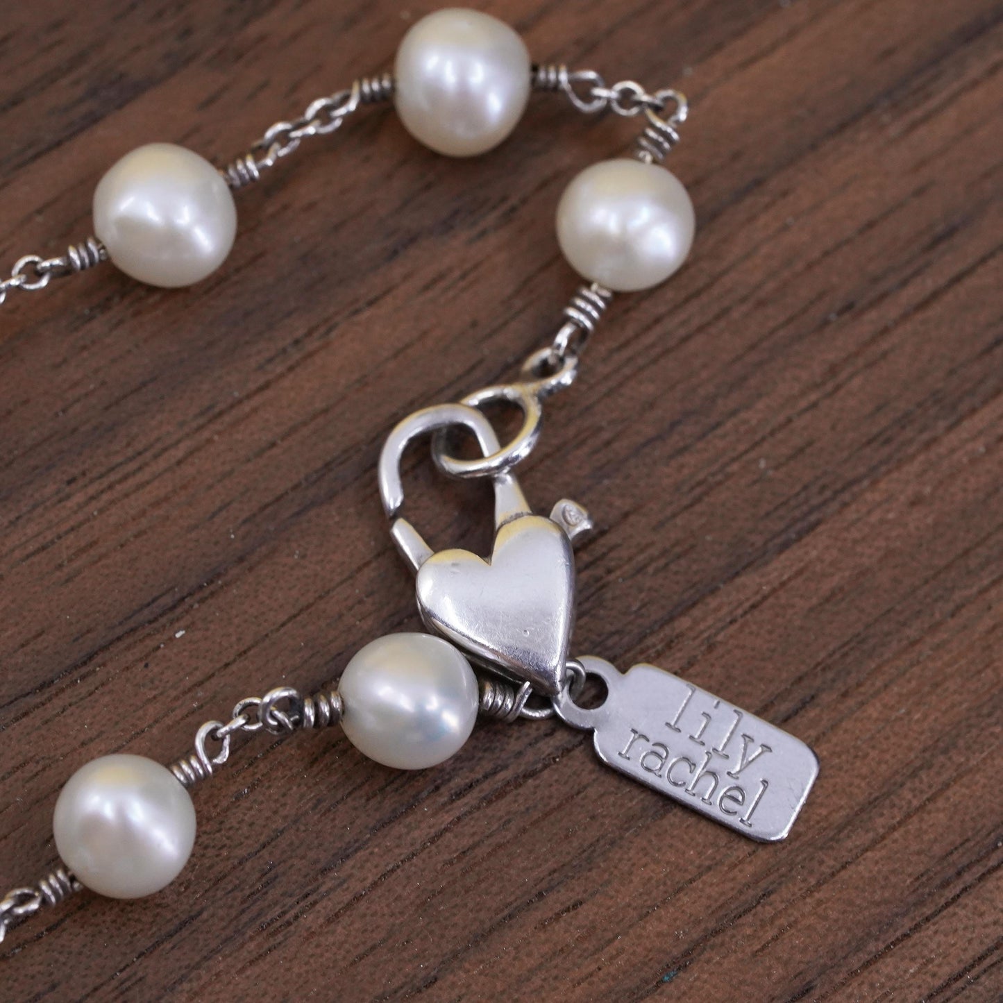 16", vintage Sterling 925 silver handmade necklace with 6mm pearls beads