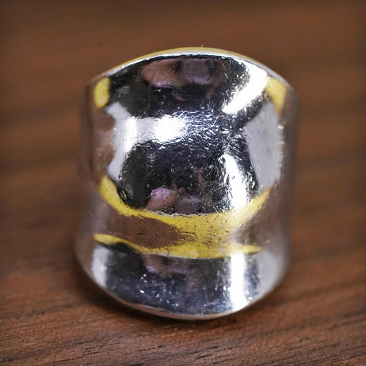 Size 5.75, vintage Sterling silver warrior guard ring, 925 textured dome band