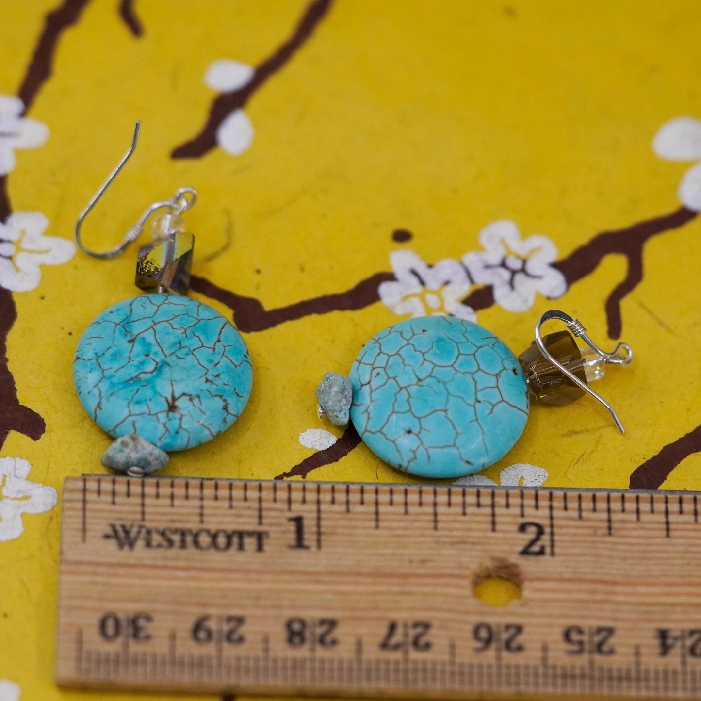 Vintage Sterling 925 silver handmade earrings with turquoise