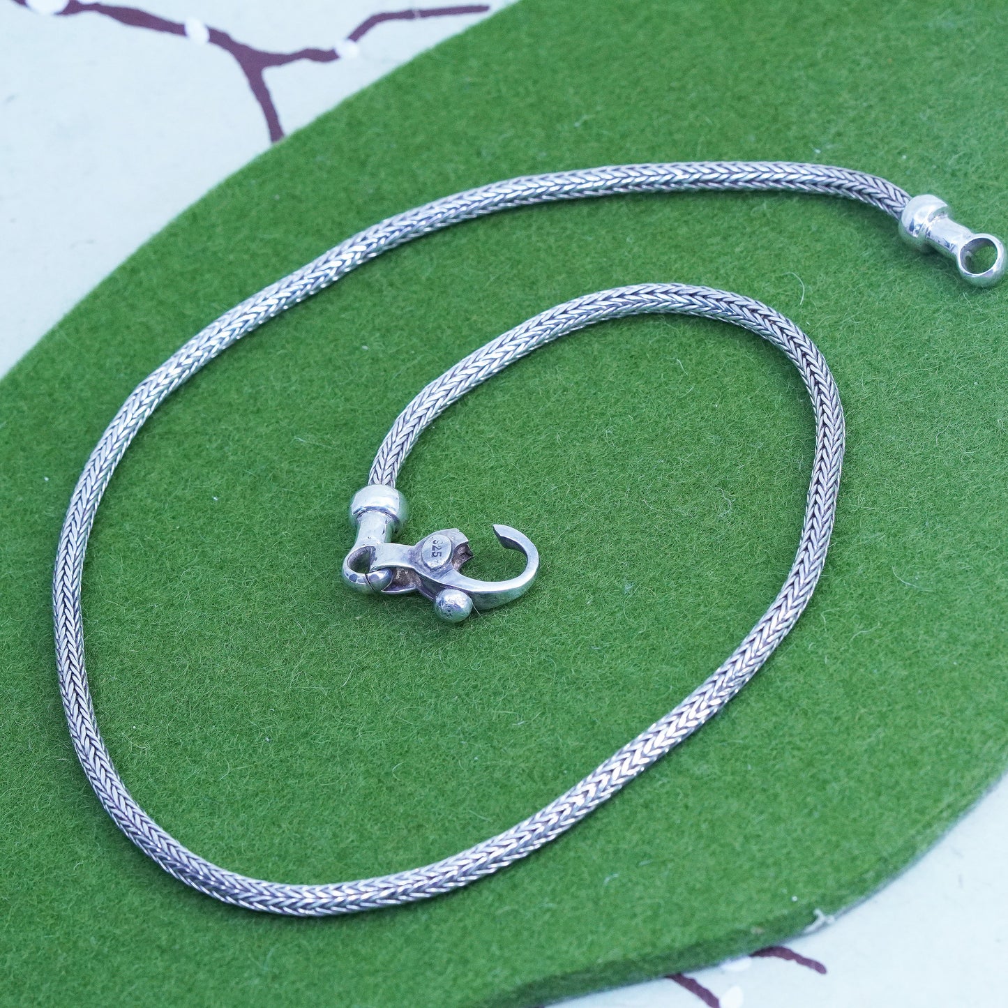 19", 5mm, Vintage De sterling silver bold wheat chain, 925 necklace