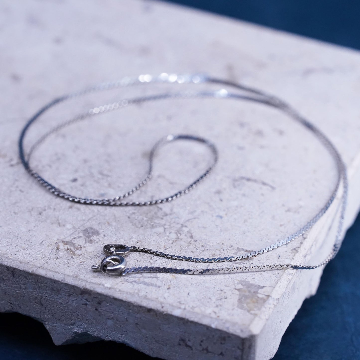 18”, 1mm, vintage Sterling silver handmade necklace, 925 s link chain