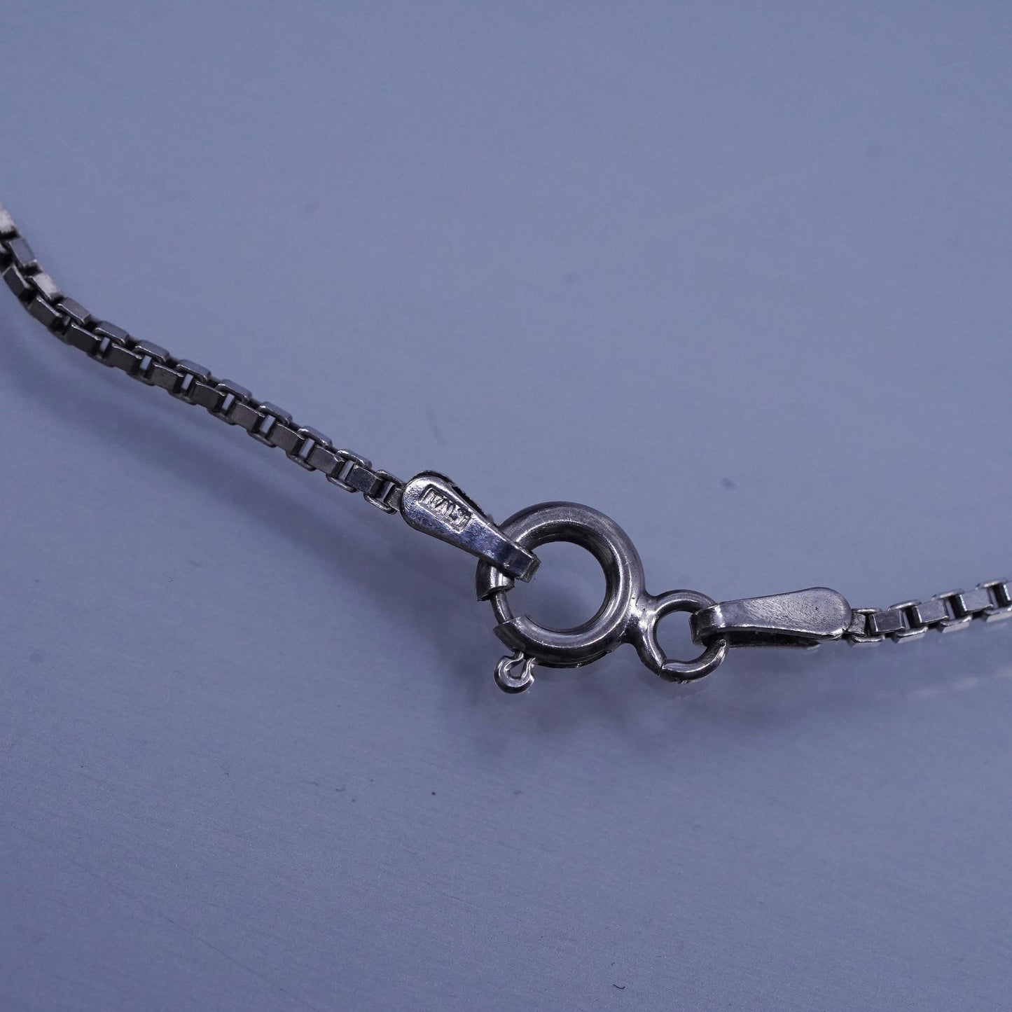 18” 1.4mm, vintage Italian 925 silver box chain necklace