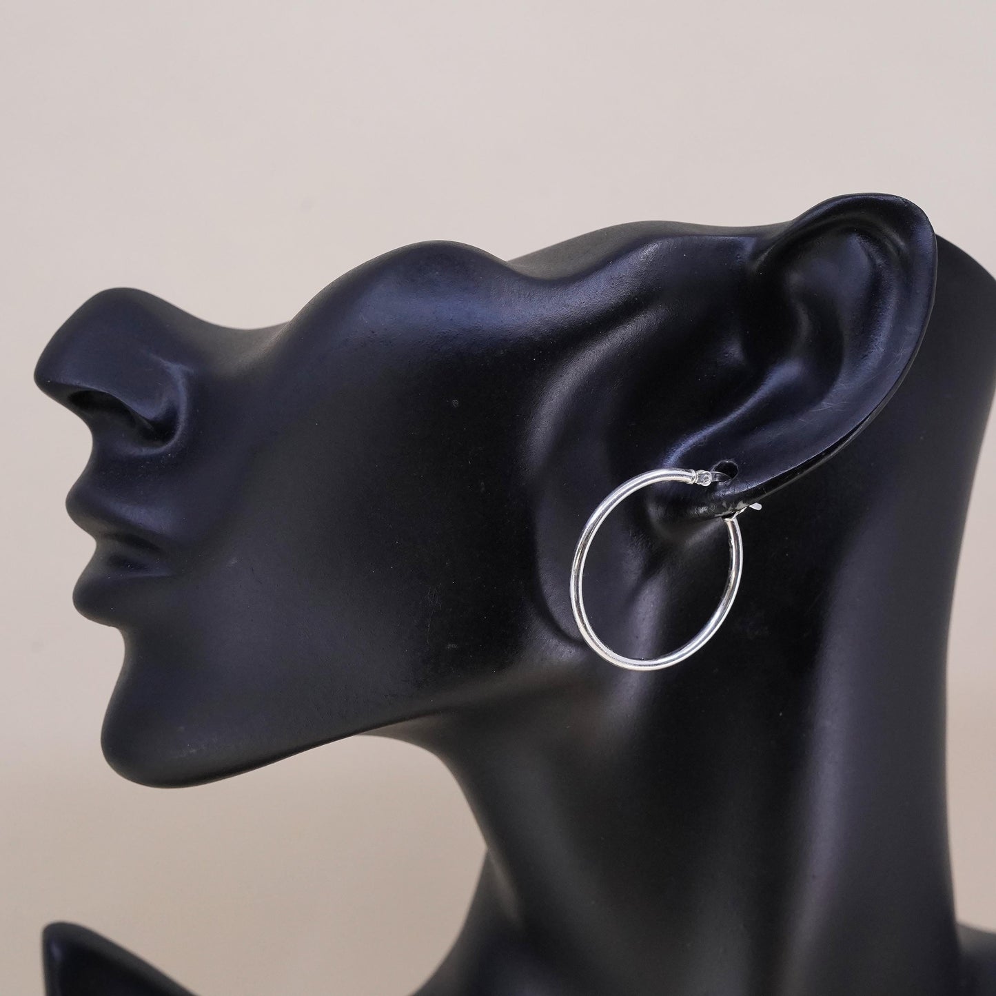 1", Vintage sterling silver loop single earring, minimalist primitive hoop