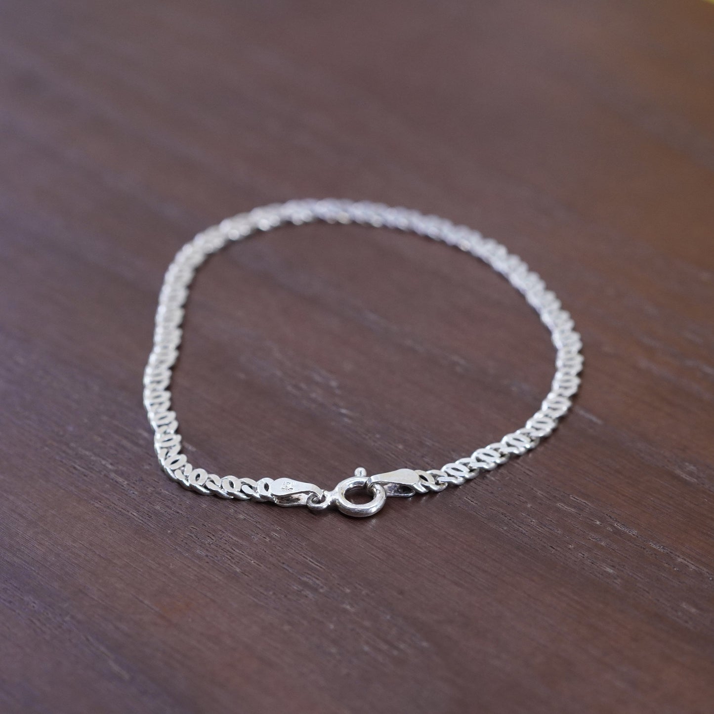 7.5” 4mm, Vintage sterling silver link bracelet, 925 anchor chain bracelet