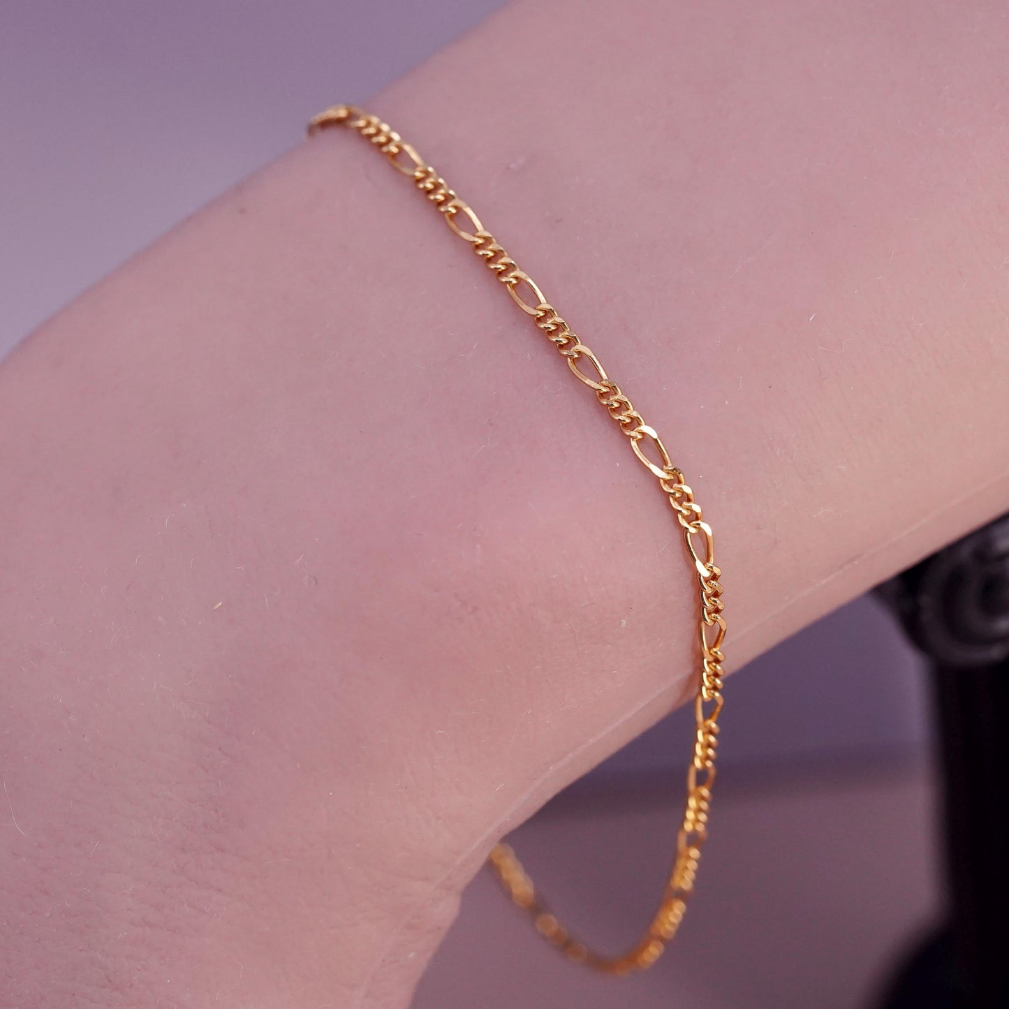 6+2” 2mm, vintage gold plated Sterling silver figaro bracelet