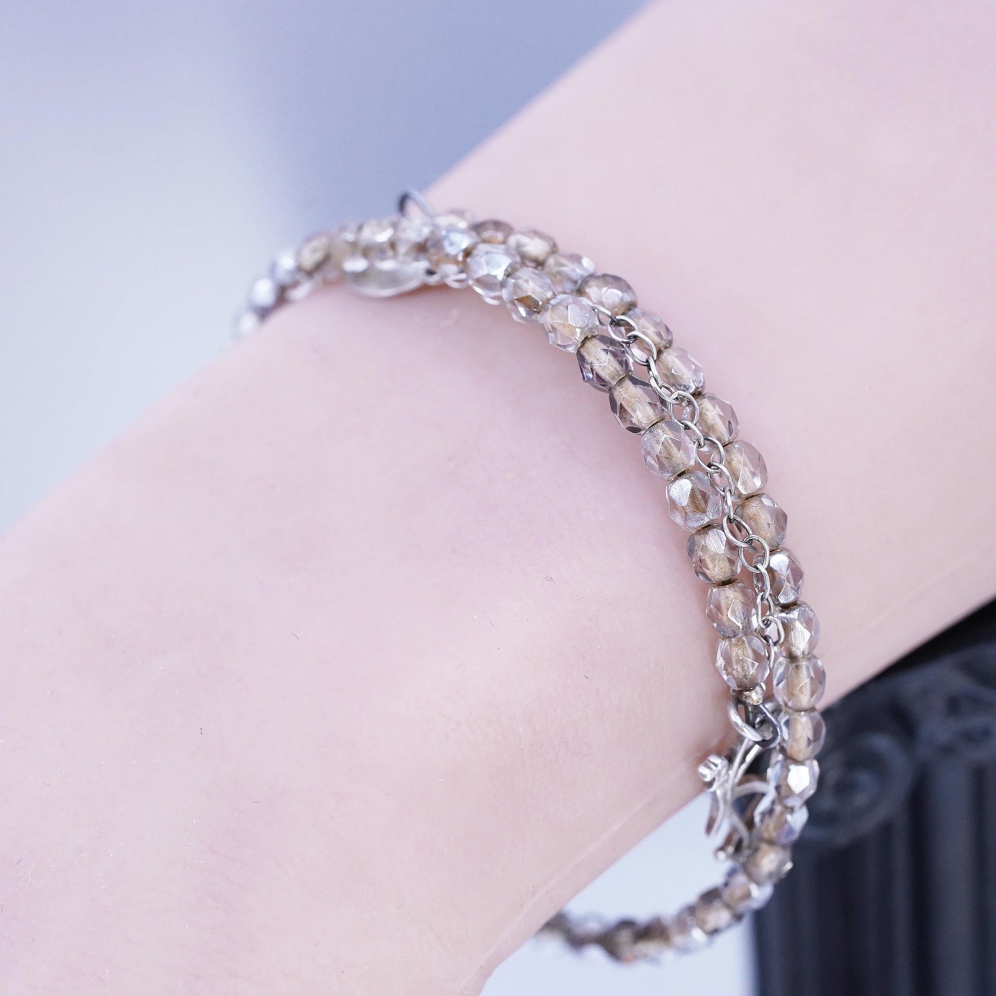 7.25" Crystal 925 Sterling Silver Donna Dressler Wrap Bracelet Bangle butterfly