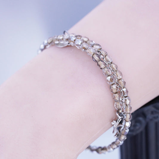 7.25" Crystal 925 Sterling Silver Donna Dressler Wrap Bracelet Bangle butterfly