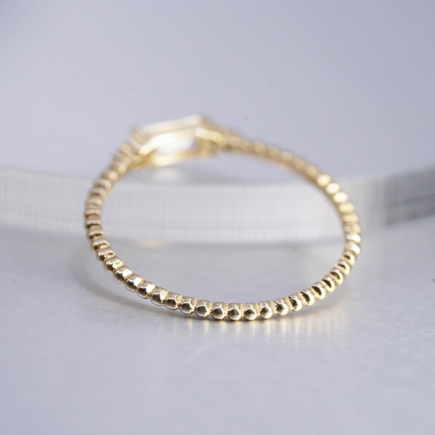 Size 8.25, vtg gold plated Sterling 925 silver stackable ring, cluster Cz band
