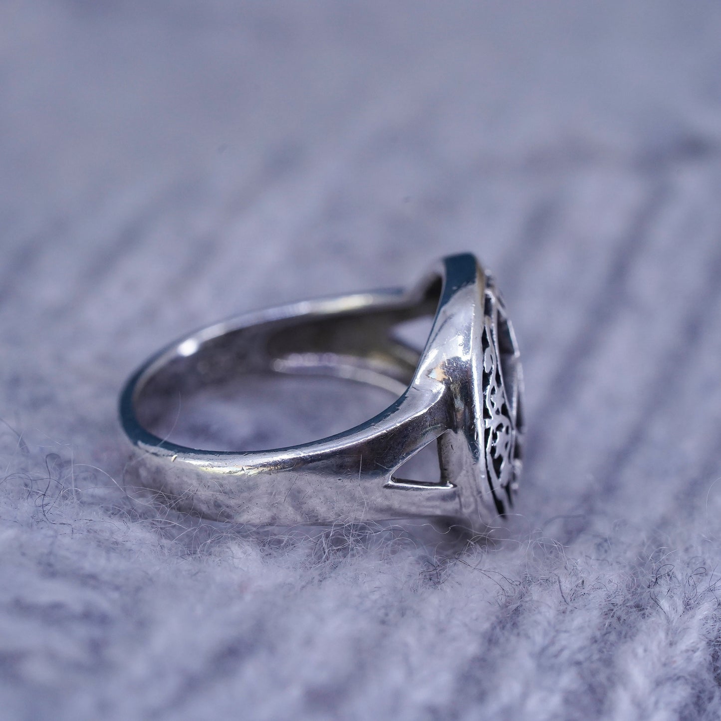 Size 6.25, vintage Sterling silver handmade ring, 925 moon star band