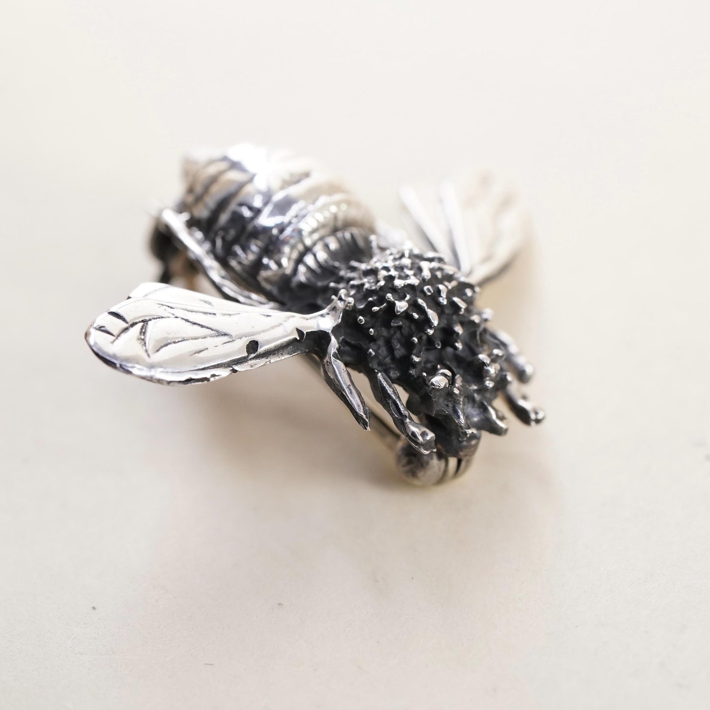 vintage Sterling silver handmade brooch, 925 silver honey bee pin