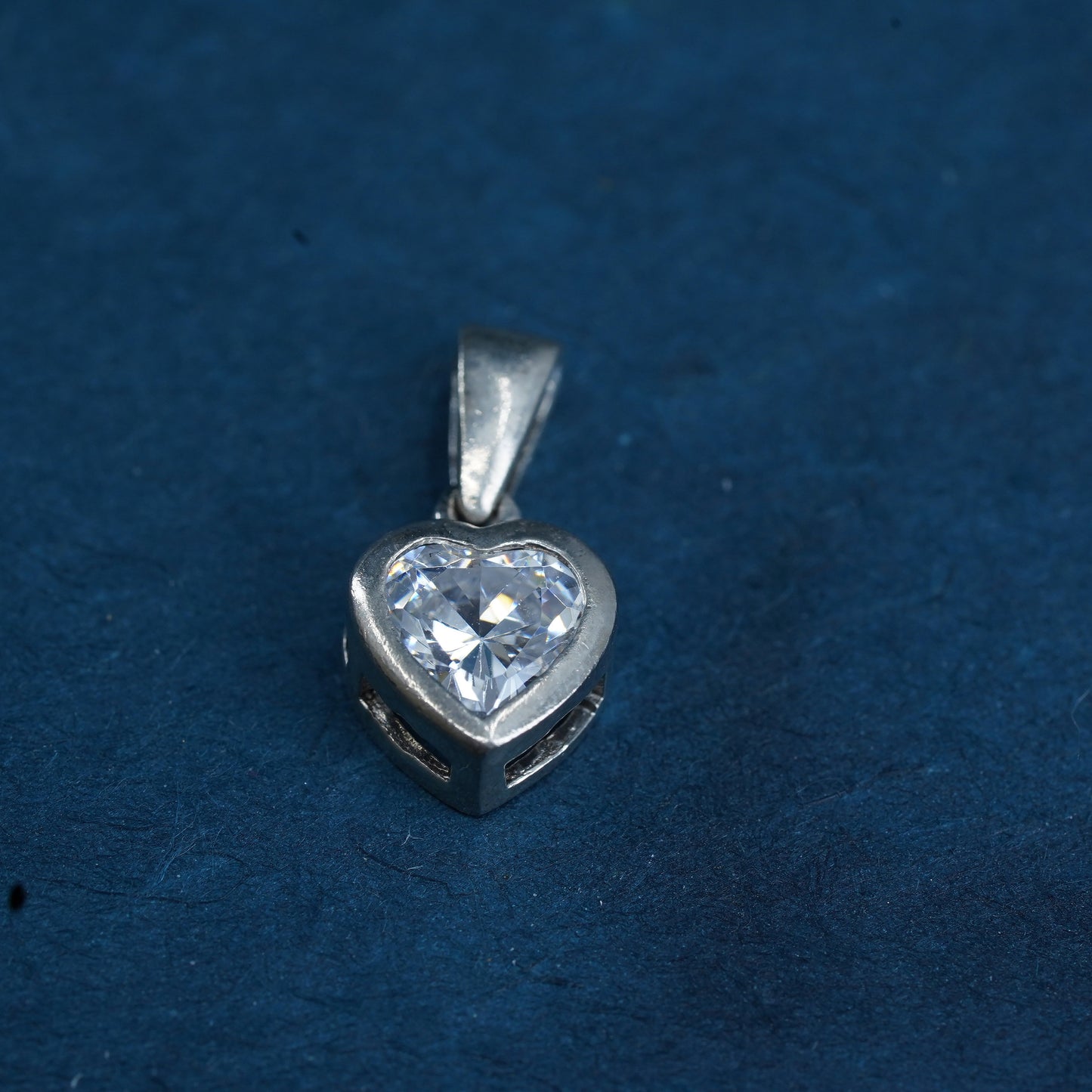 Vintage Sterling silver 925 handmade pendant with cz heart