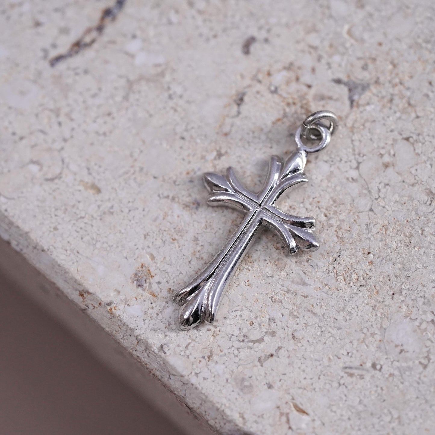 Sterling silver handmade charm, solid 925 silver cross pendant