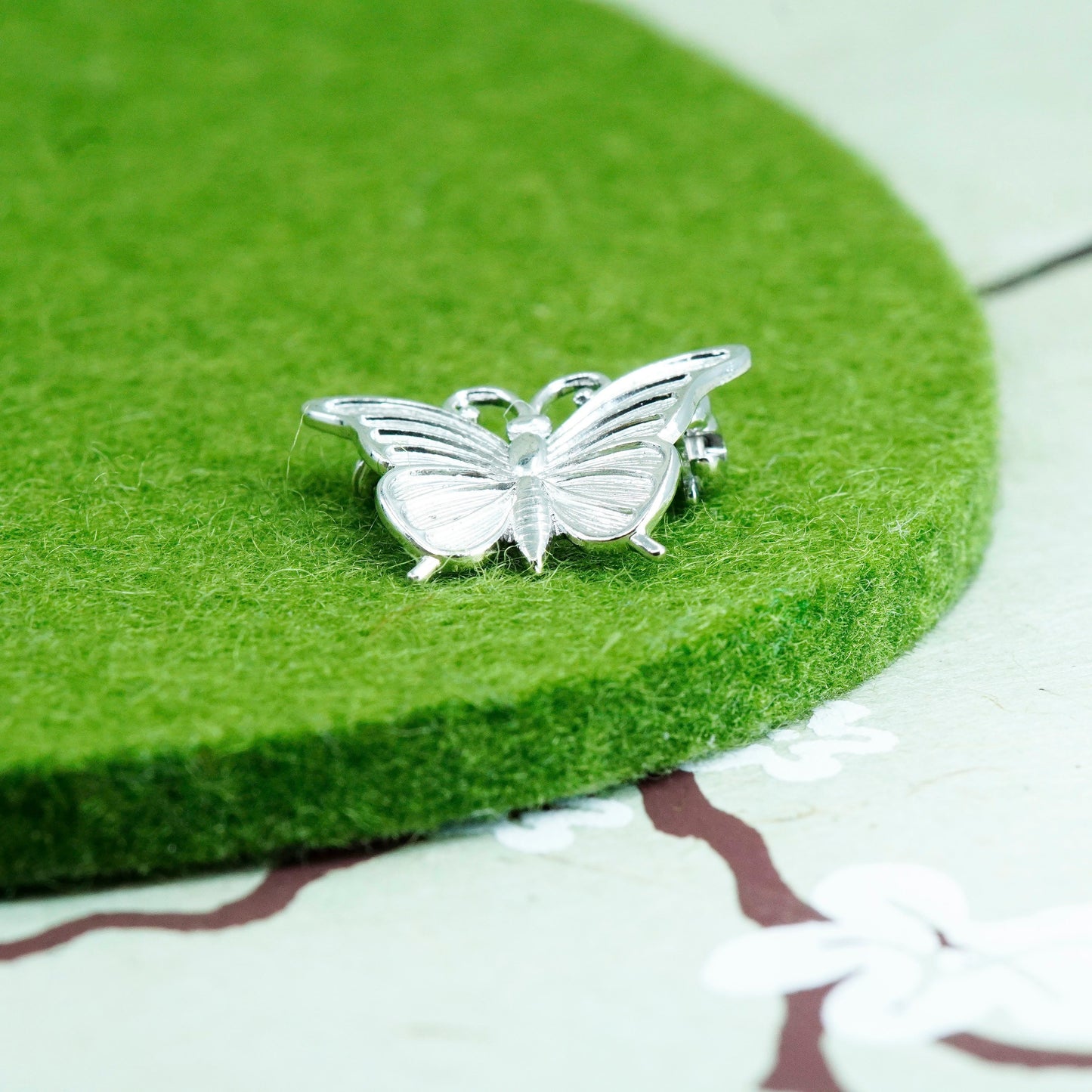 vintage Beau Sterling silver handmade brooch, 925 silver butterfly pin