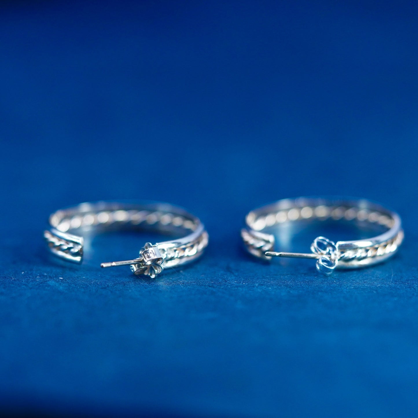 1”, 1/20 14K yellow gold and white gold over sterling silver 925 hoop earrings