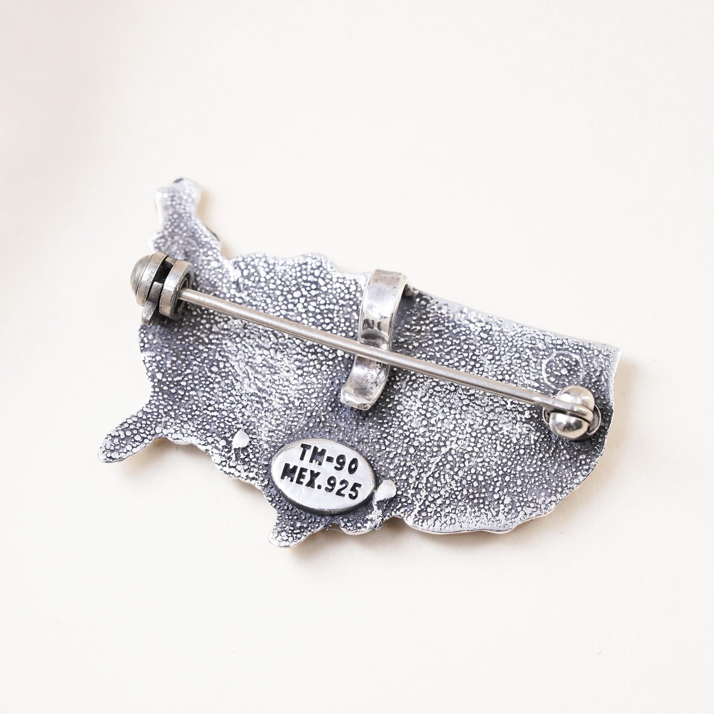 sterling silver brooch, 925 map pendant Statue of Liberty god bless the USA