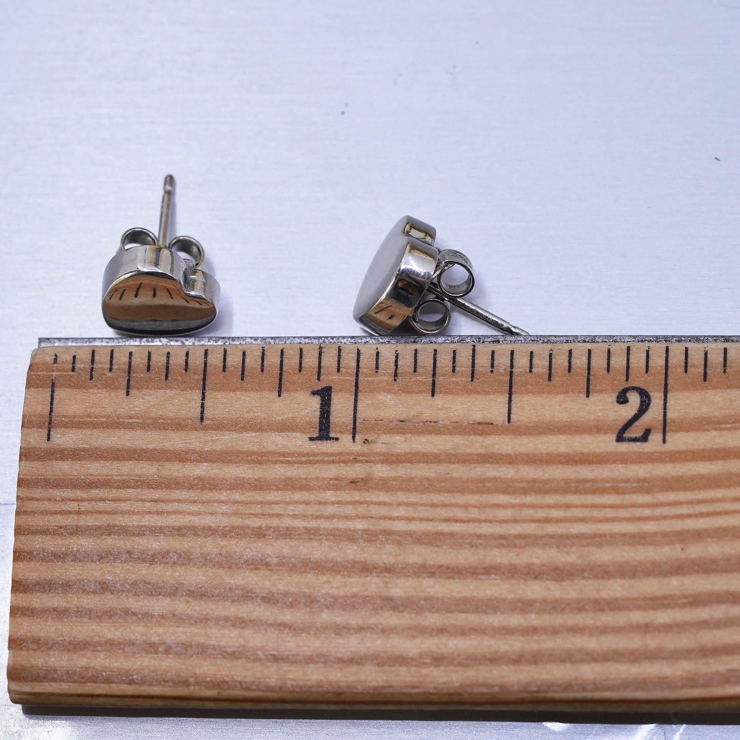 Vintage Dyadema Sterling silver handmade earrings, 925 heart studs